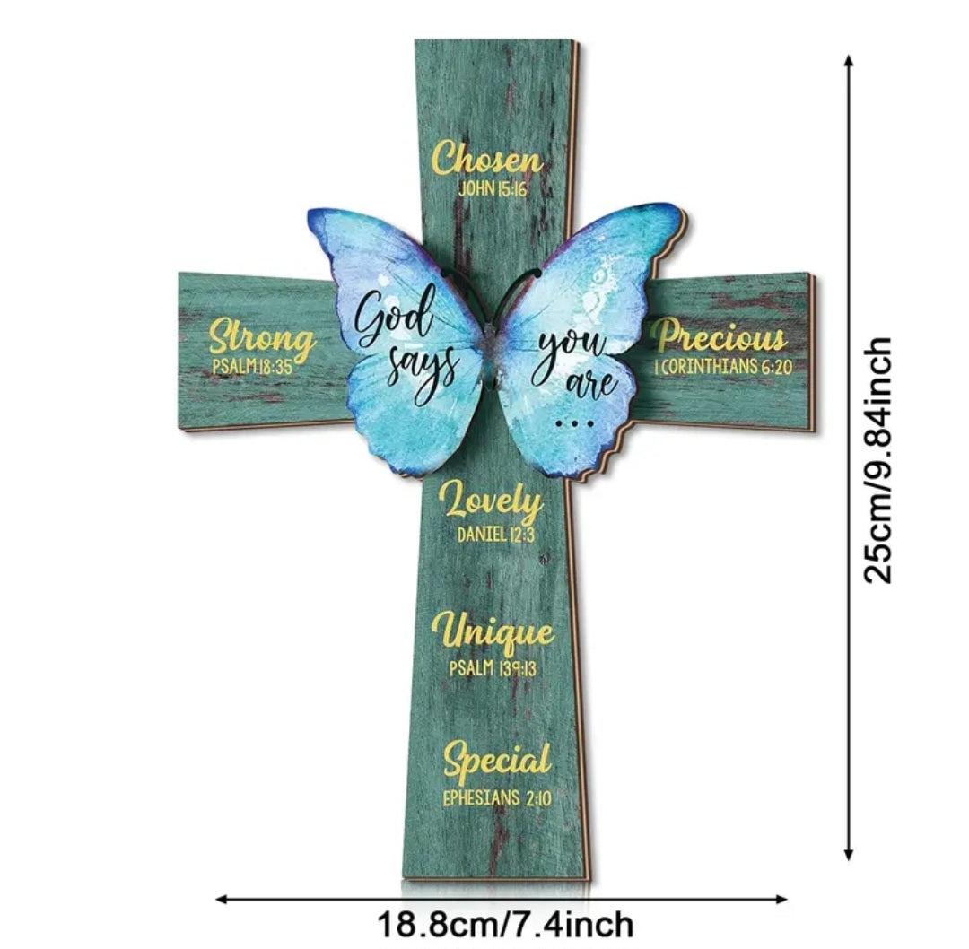 God Says You Are... Christian Wooden Cross Art – Divine Drop Collection