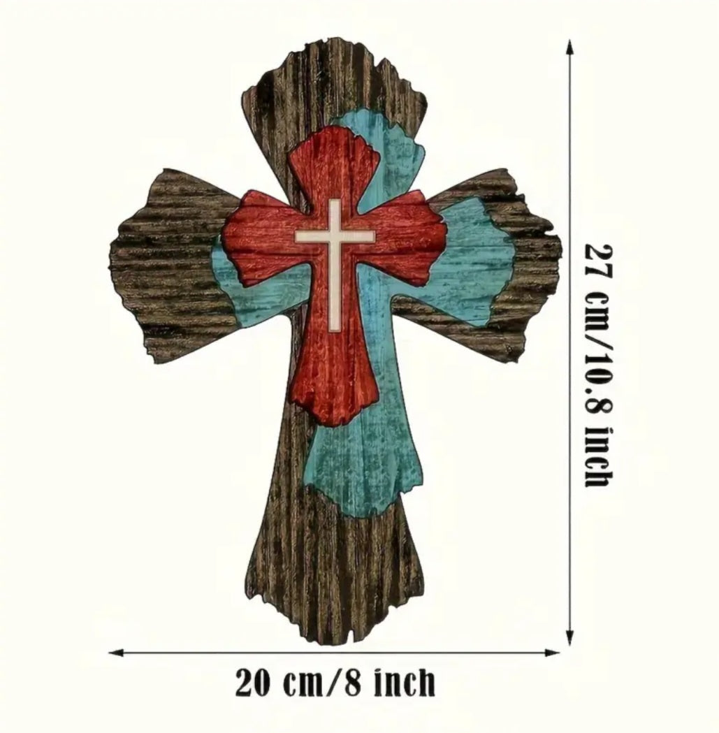 Faith-Based Rustic Faux-3D Wooden Wall Cross