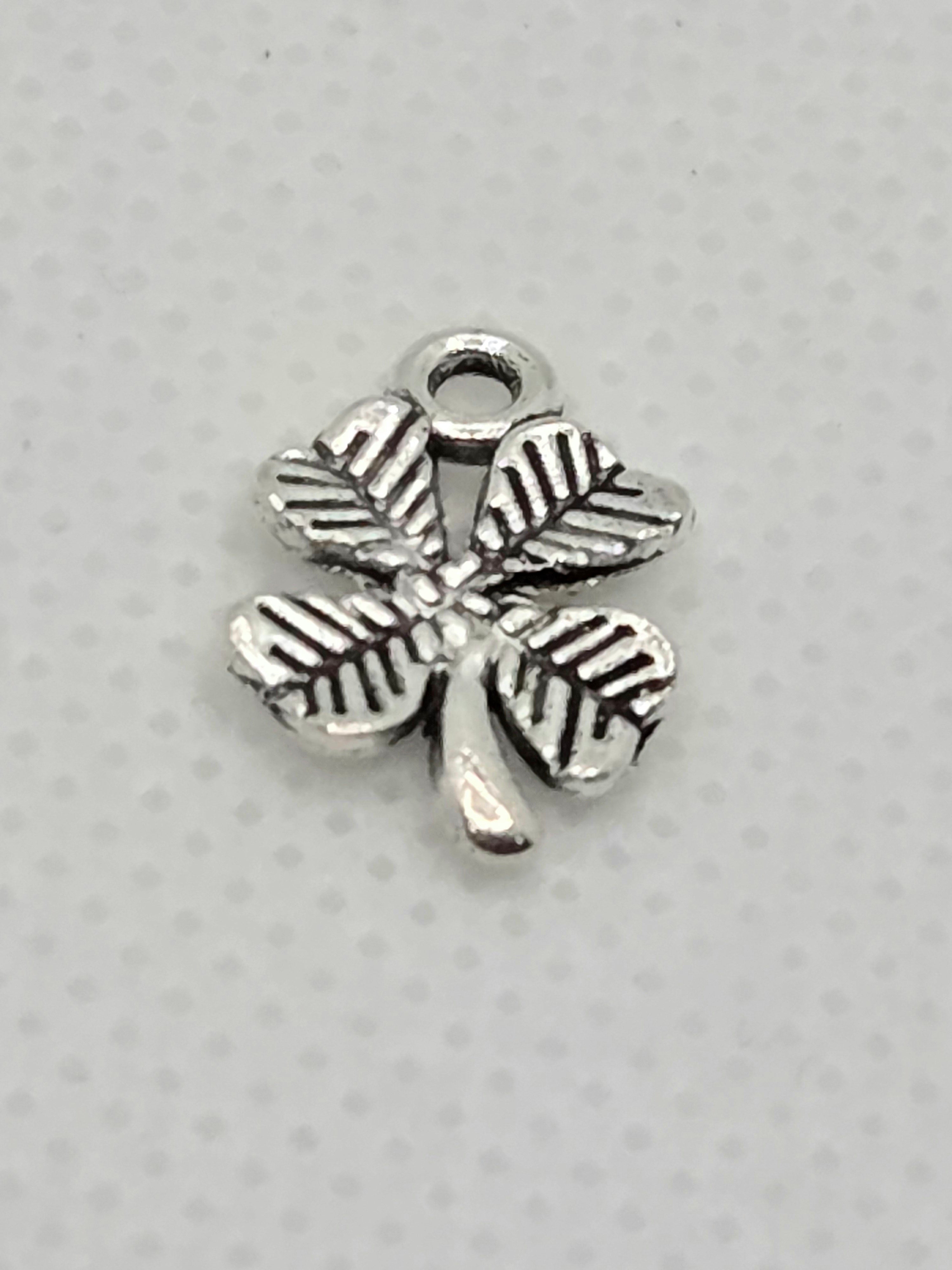 Tiny Silver Tone Four-Leaf Clover Dangle