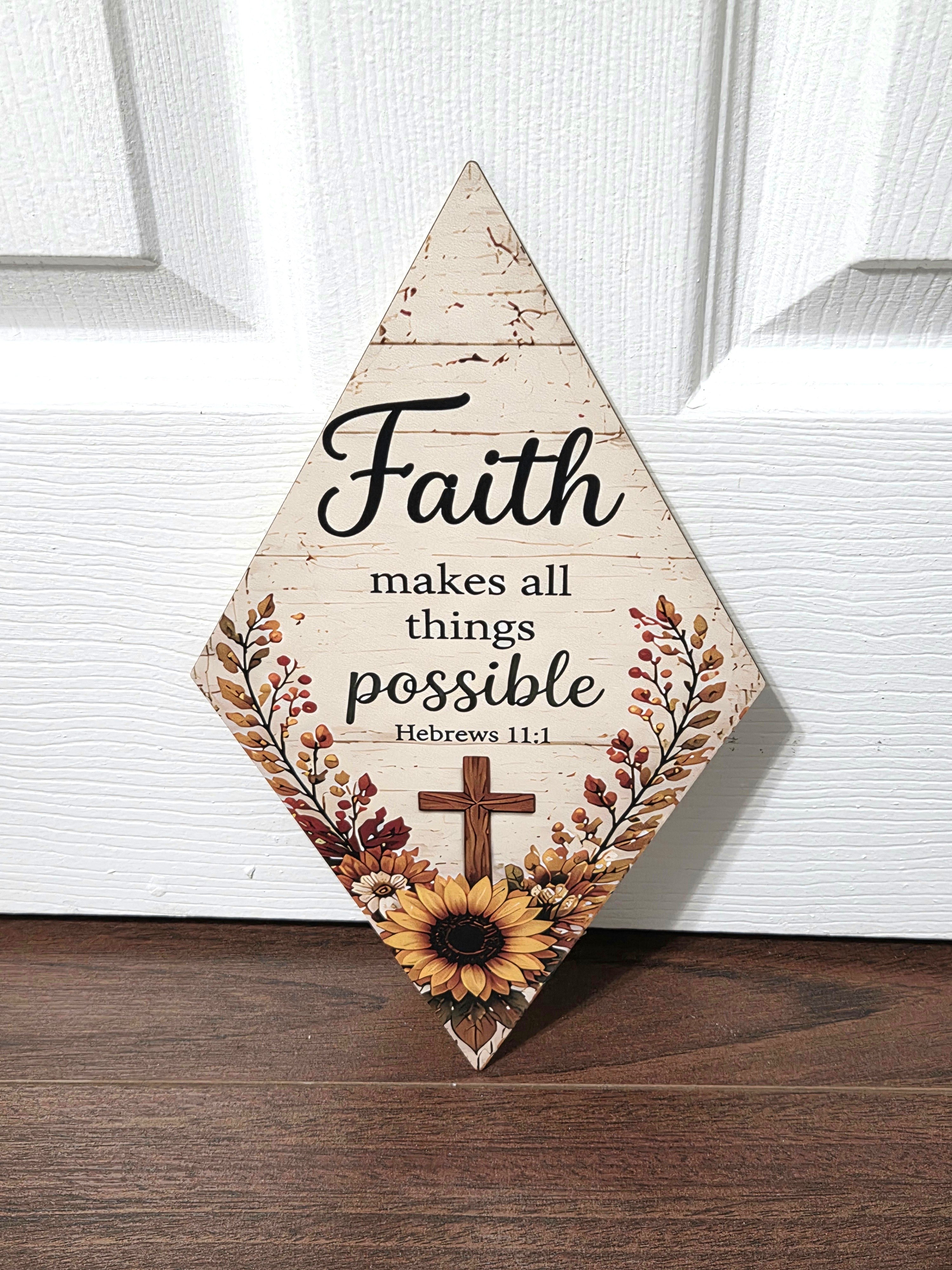 Sunflower & Scripture Rhombus Wood Plaques (4 options)