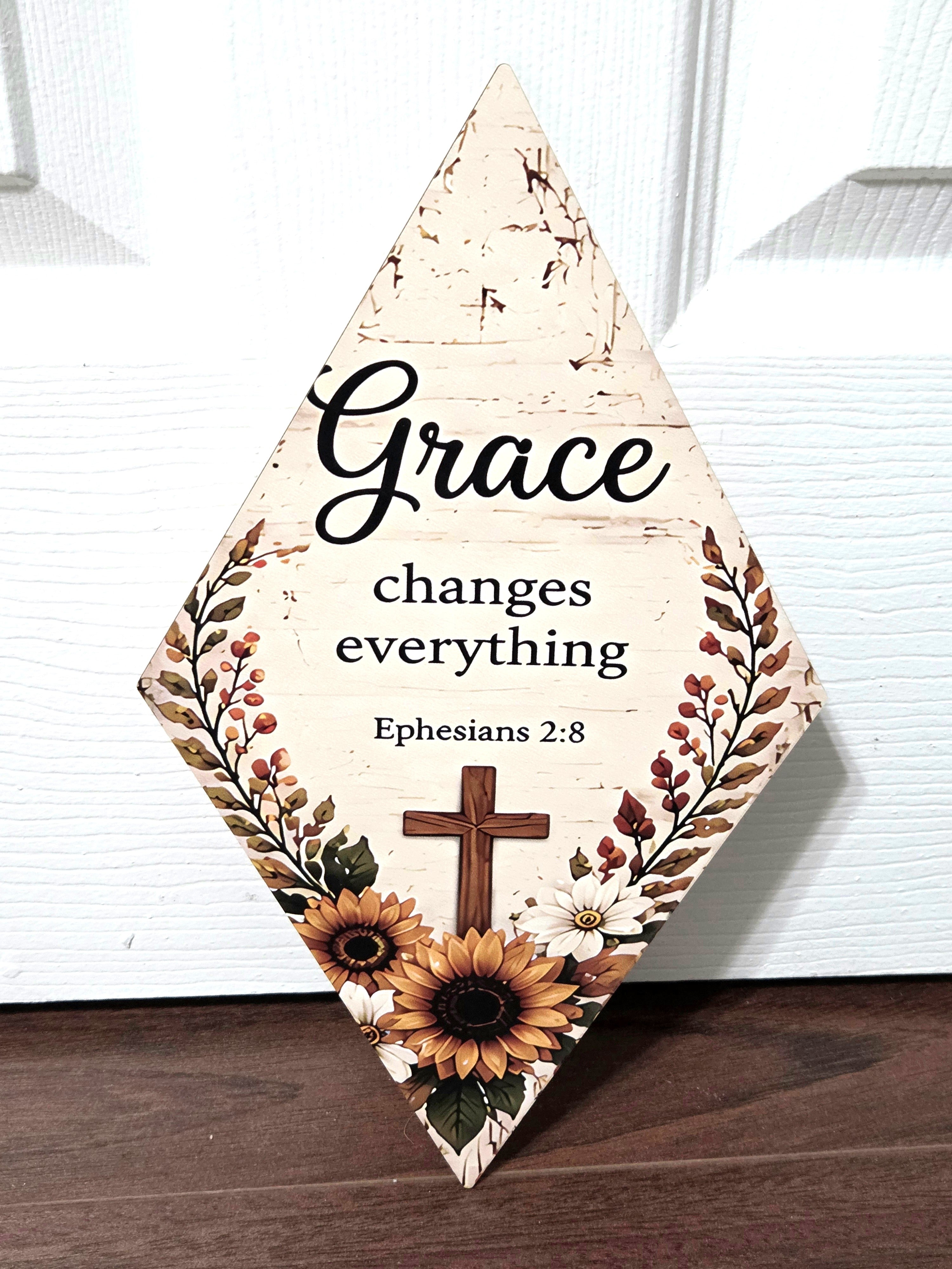 Sunflower & Scripture Rhombus Wood Plaques (4 options)