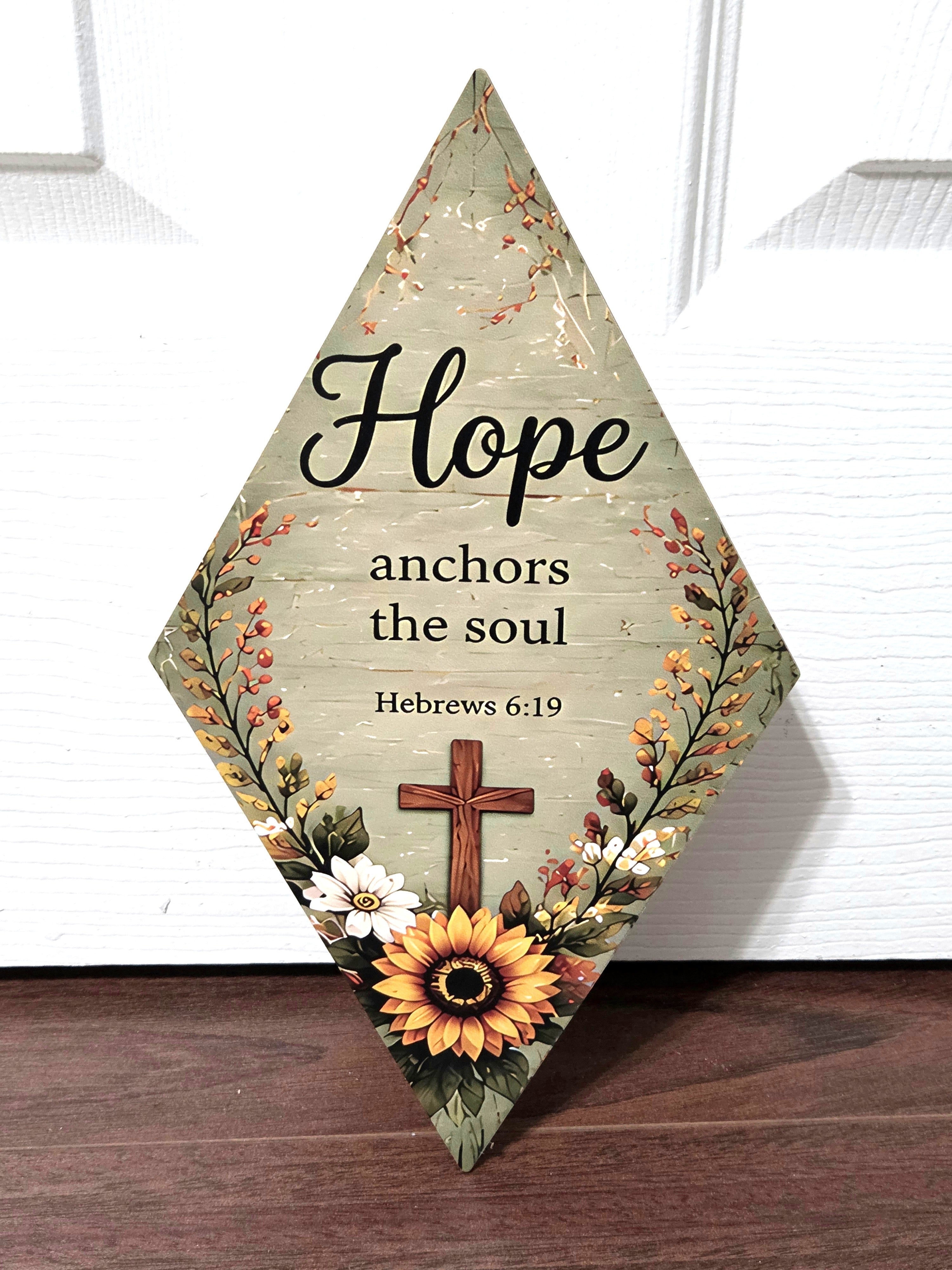 Sunflower & Scripture Rhombus Wood Plaques (4 options)