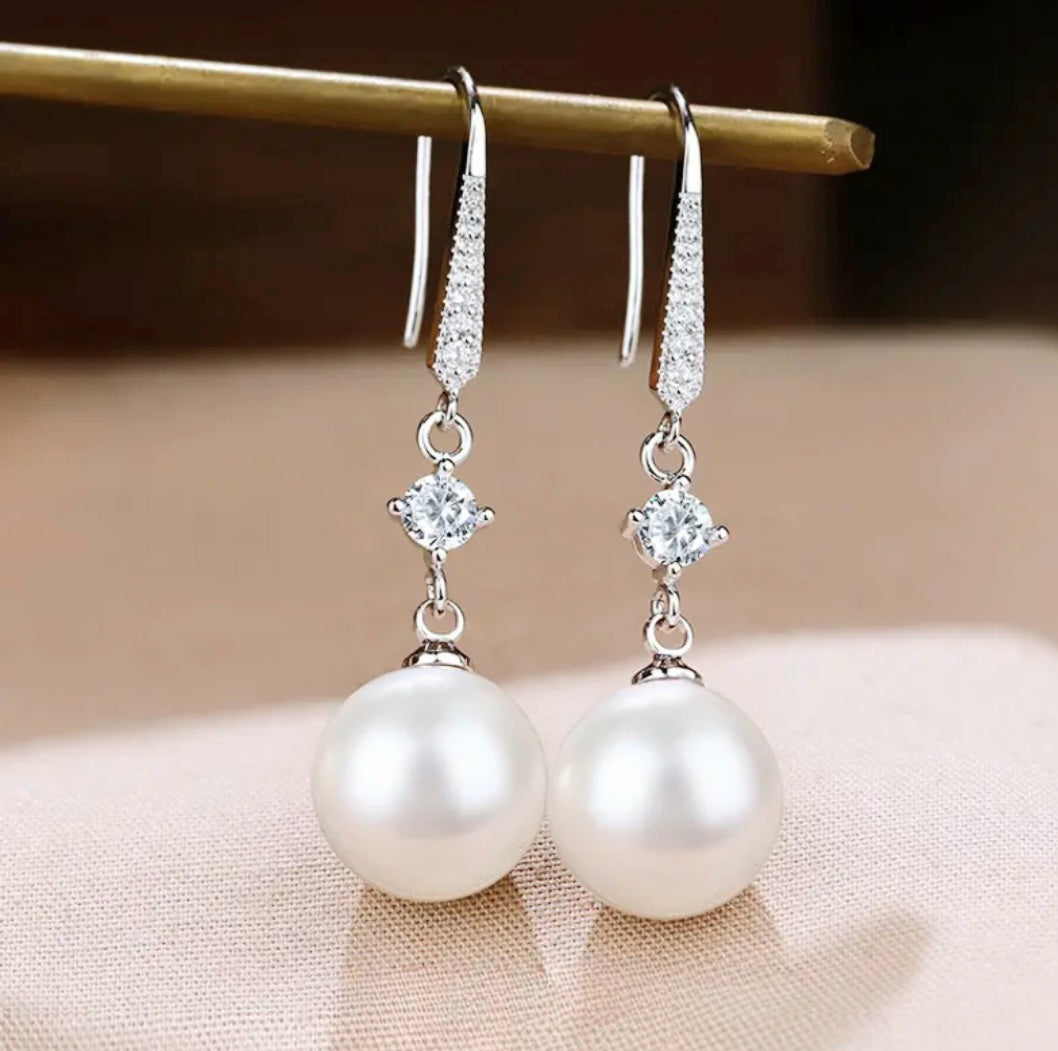 Chic and Glamorous White Faux Pearl Earrings