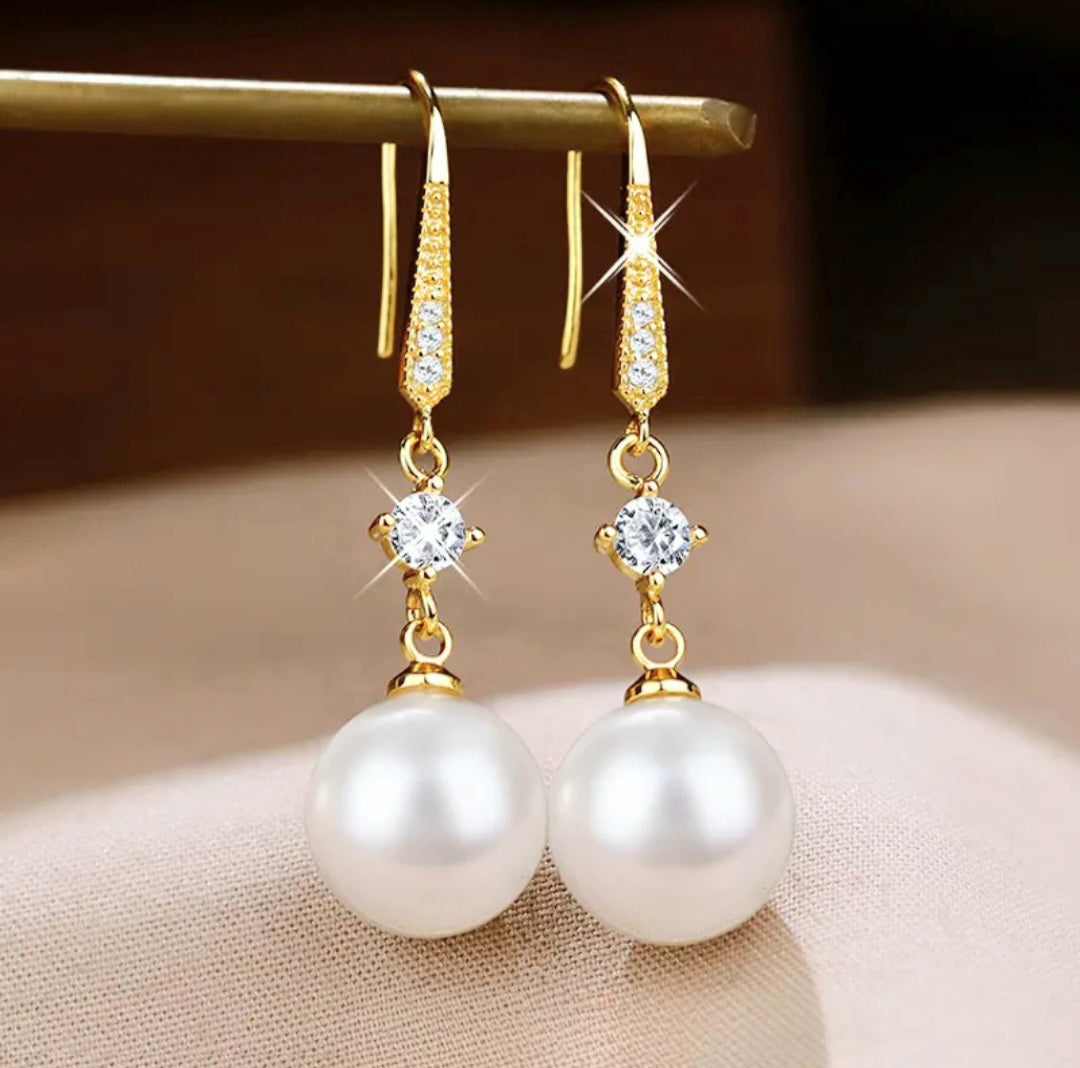 Stunning and Glamorous White Faux Pearl Earrings