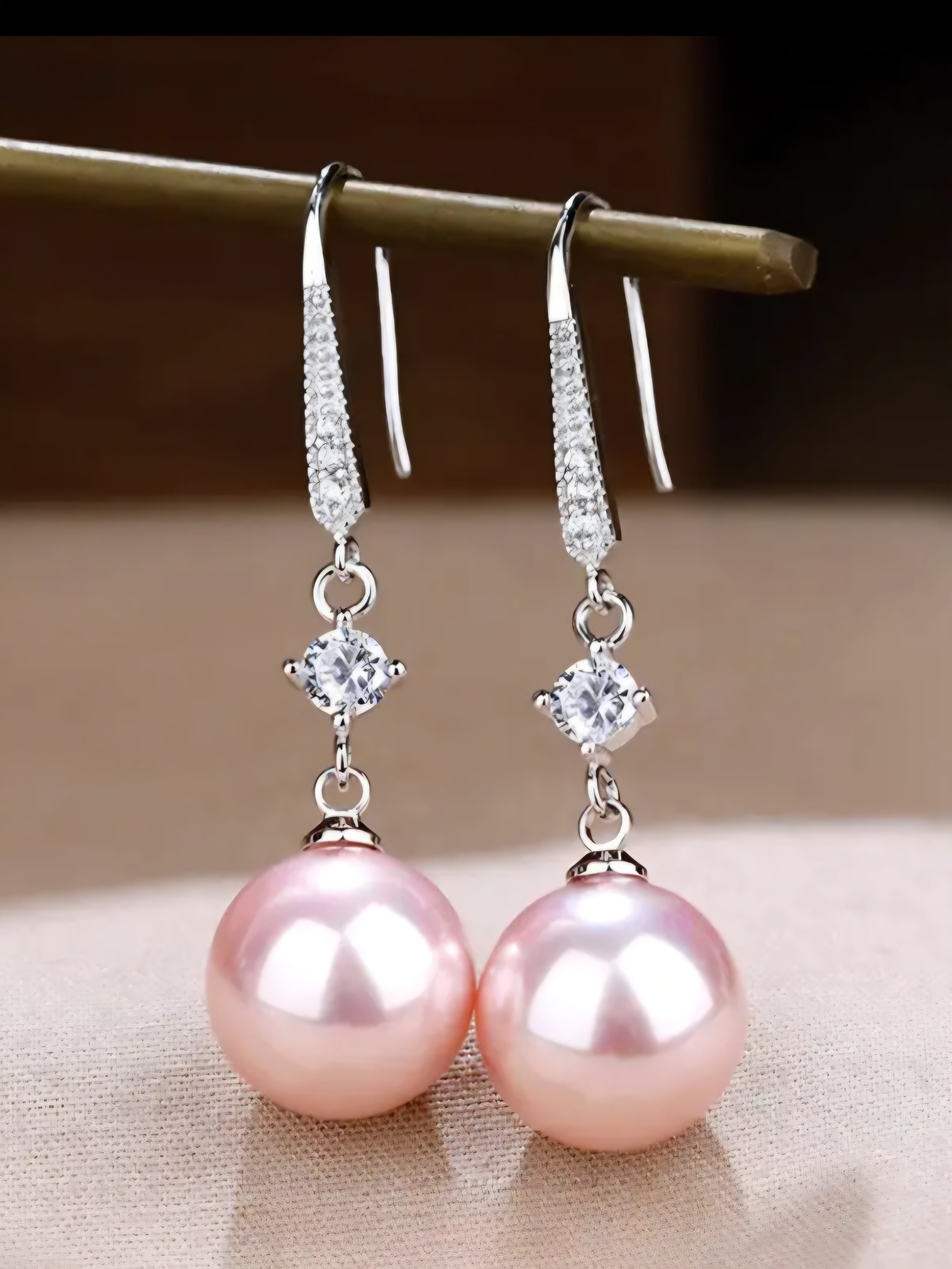 Glamorous Pink Faux Pearl Earrings