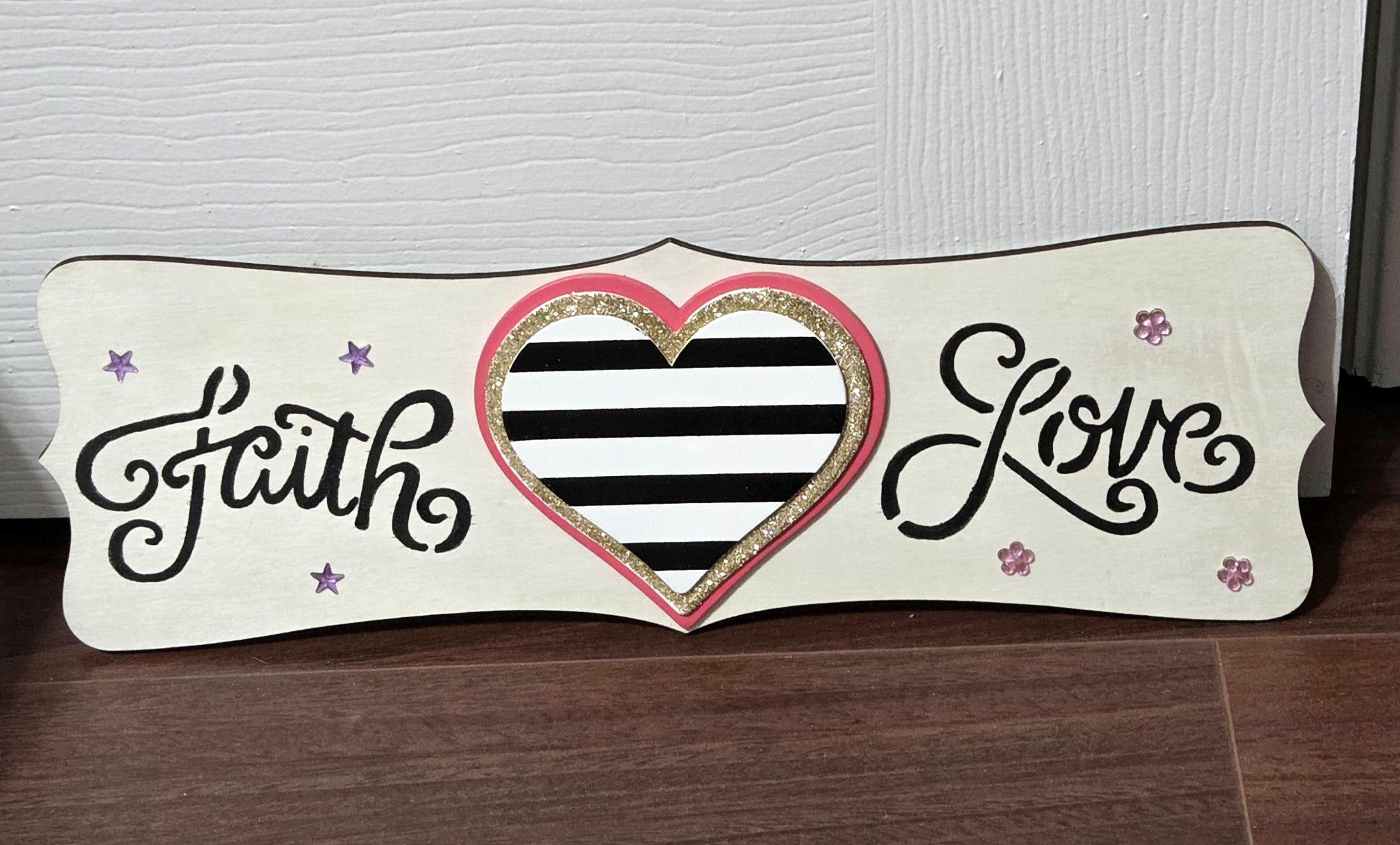Exclusive 1-of-1 Handmade "Faith & Love" Wood Wall Art – From Kelly Ann Designs