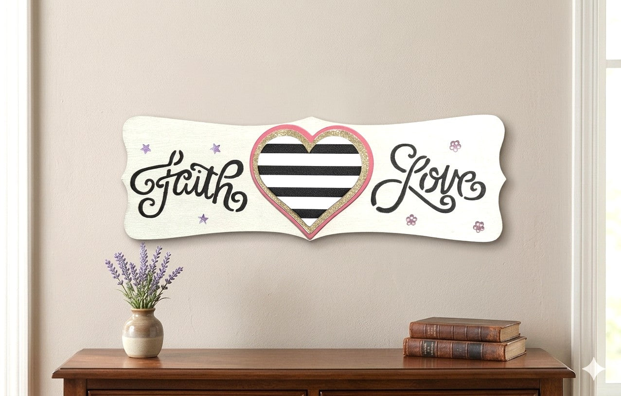 Exclusive 1-of-1 Handmade "Faith & Love" Wood Wall Art – From Kelly Ann Designs