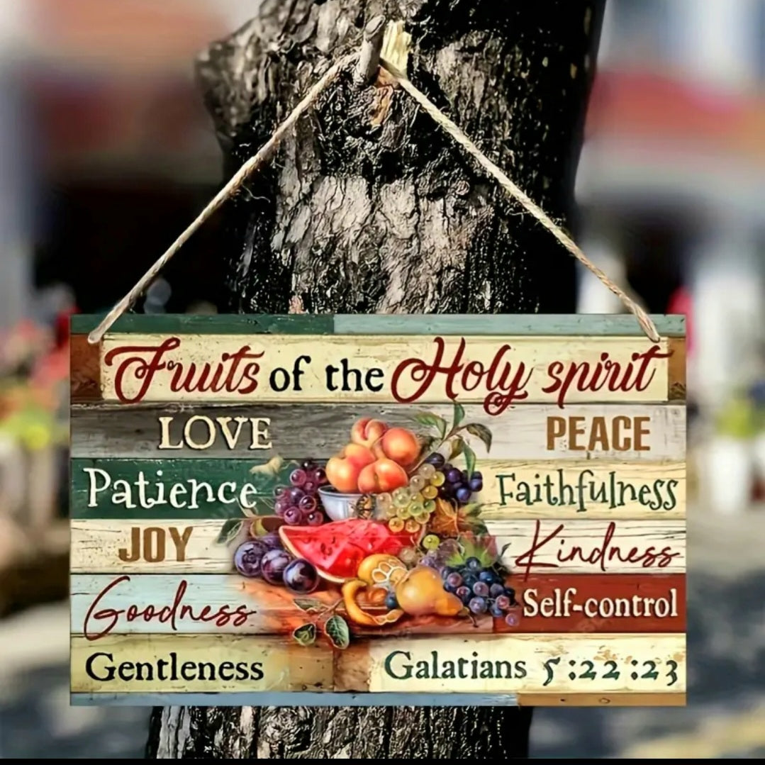 Faith-Based Thin Wood Sign - The Fruits of the Spirit