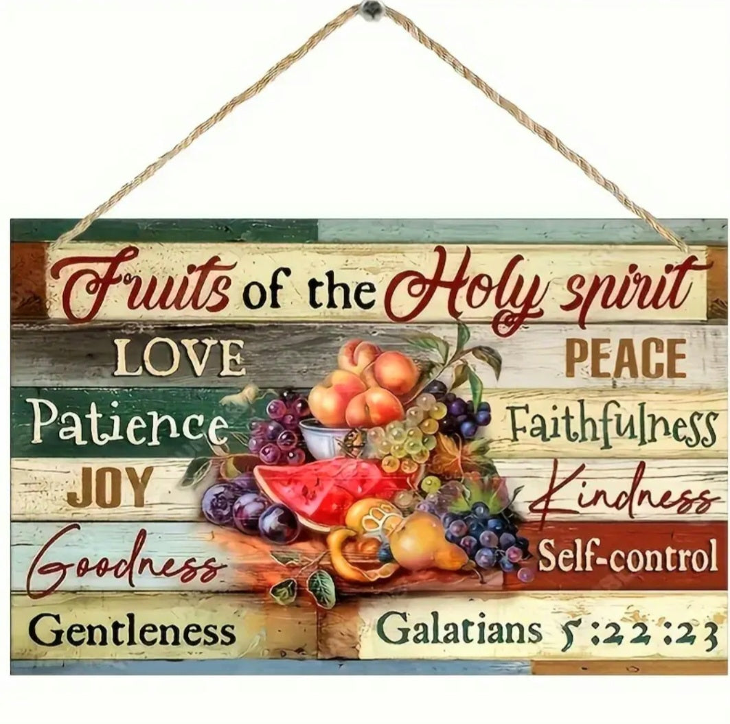Faith-Based Thin Wood Sign - The Fruits of the Spirit
