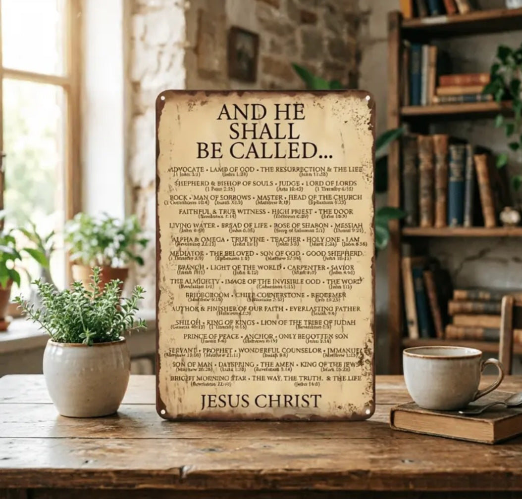 Faith-Based "Names of Jesus Christ" Vintage-Style Mini Sign