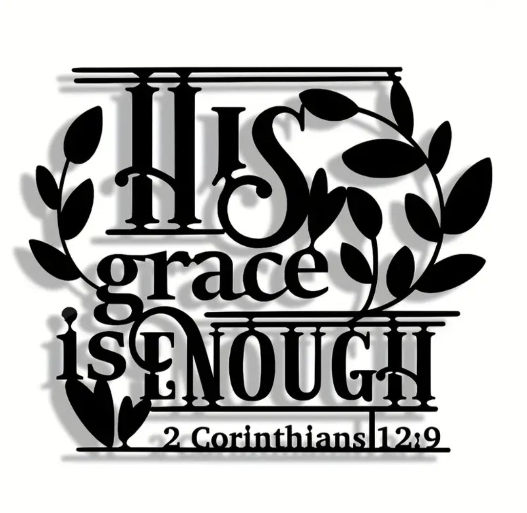 Faith-Based: His Grace Is Enough Metal Wall Art (12"x10")