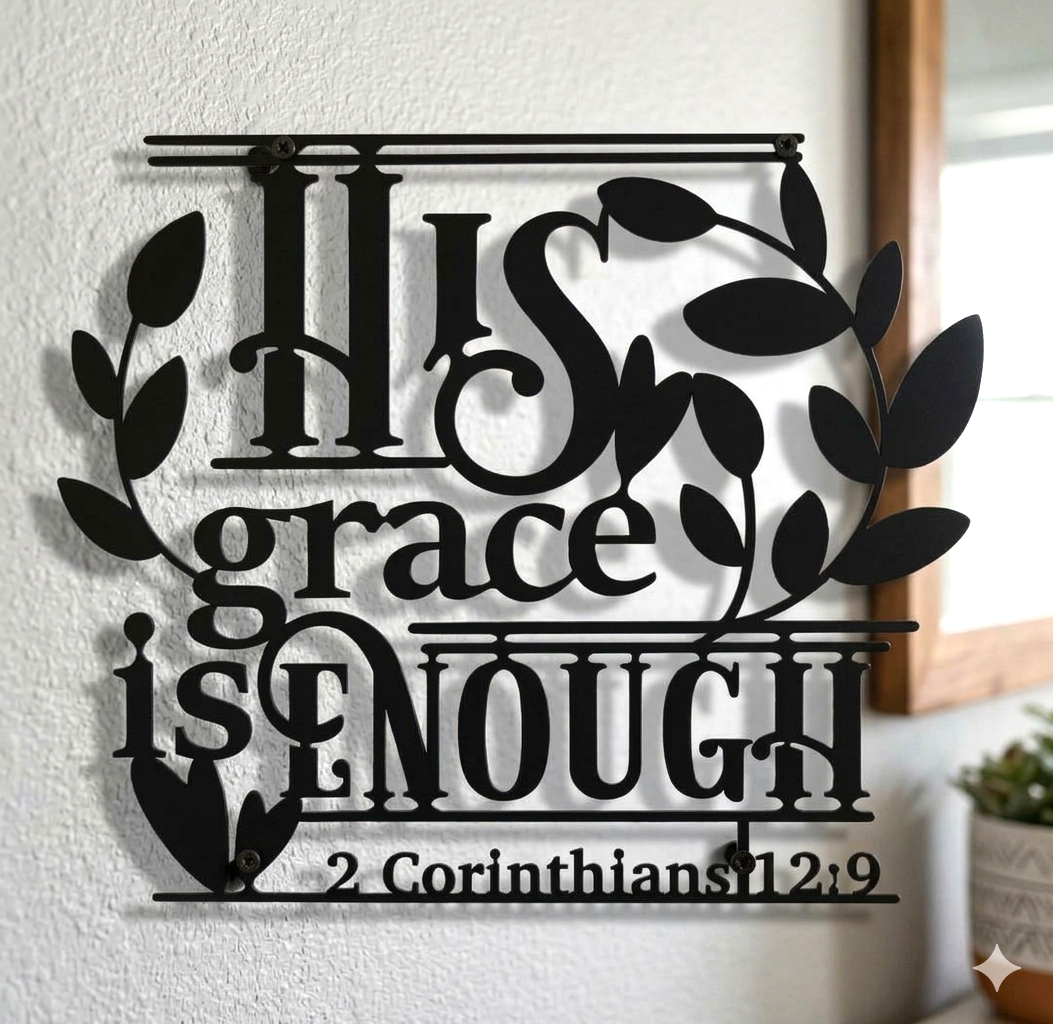 Faith-Based: His Grace Is Enough Metal Wall Art (12"x10")
