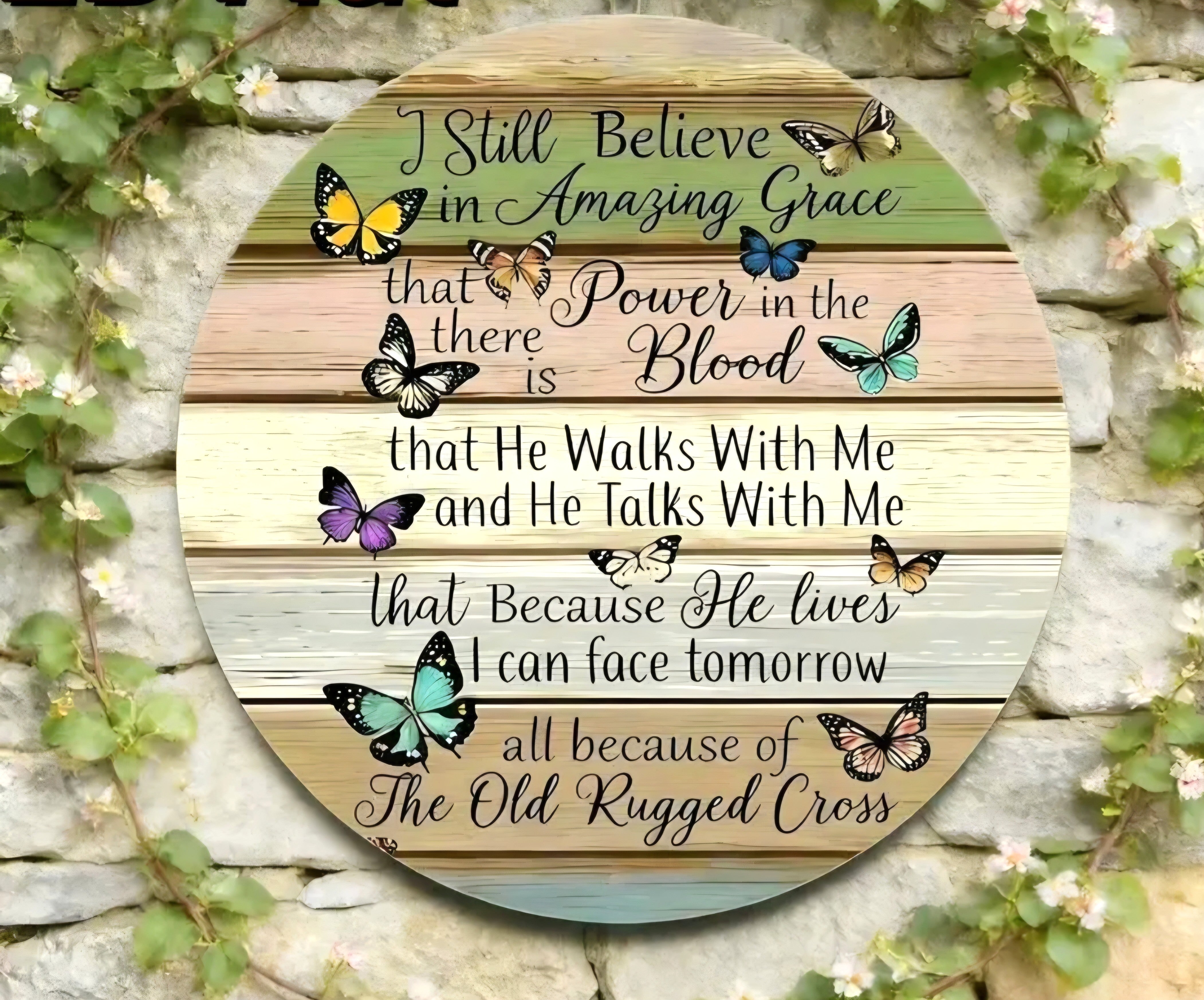 Faith-Based "Hymns of Faith:  Round Mini Sign - 5.85"