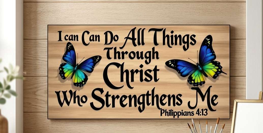 Faith-Based Thin Wood Sign - "I Can Do All Things Through Christ"