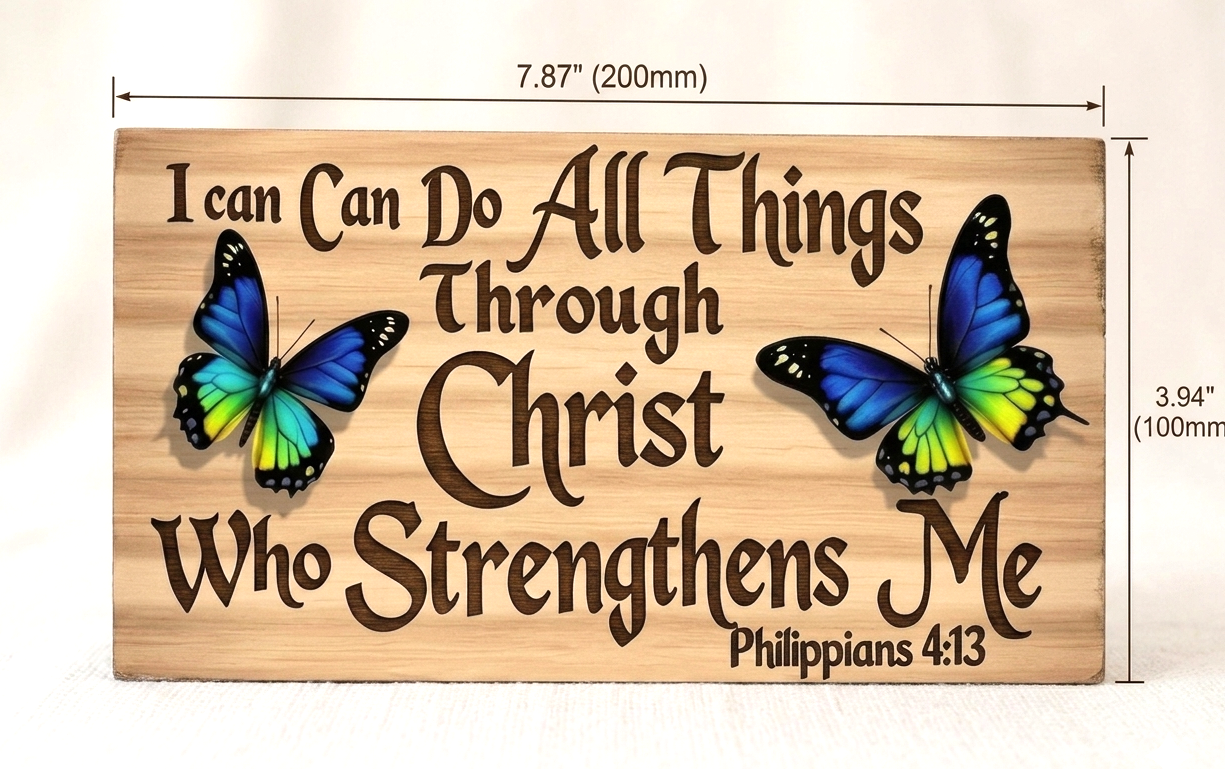 Faith-Based Thin Wood Sign - "I Can Do All Things Through Christ"