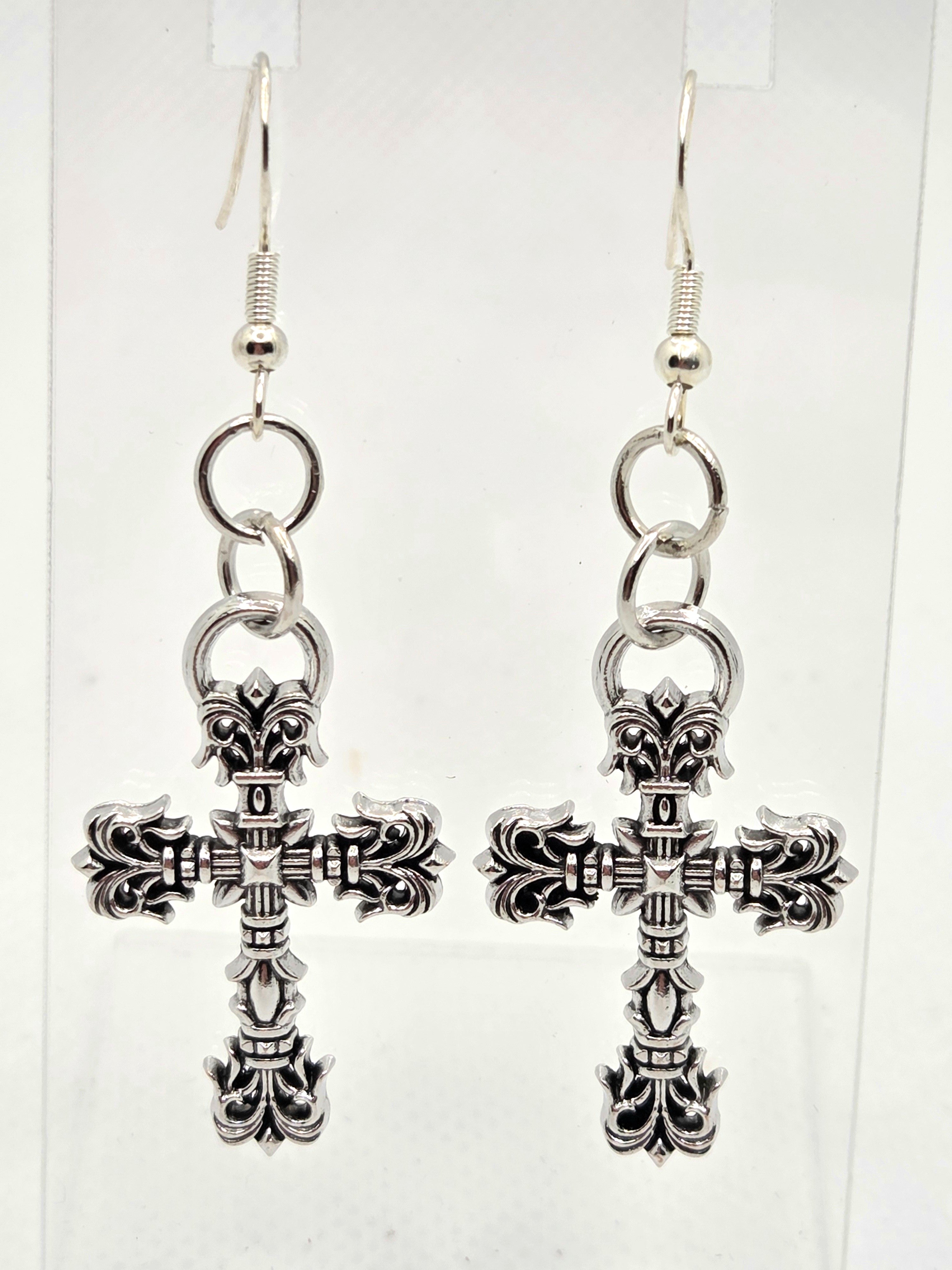 JUST FOR FUN BUNDLE:  Vintage and Timeless Cross Necklace & Earrings Set (Faith-based)