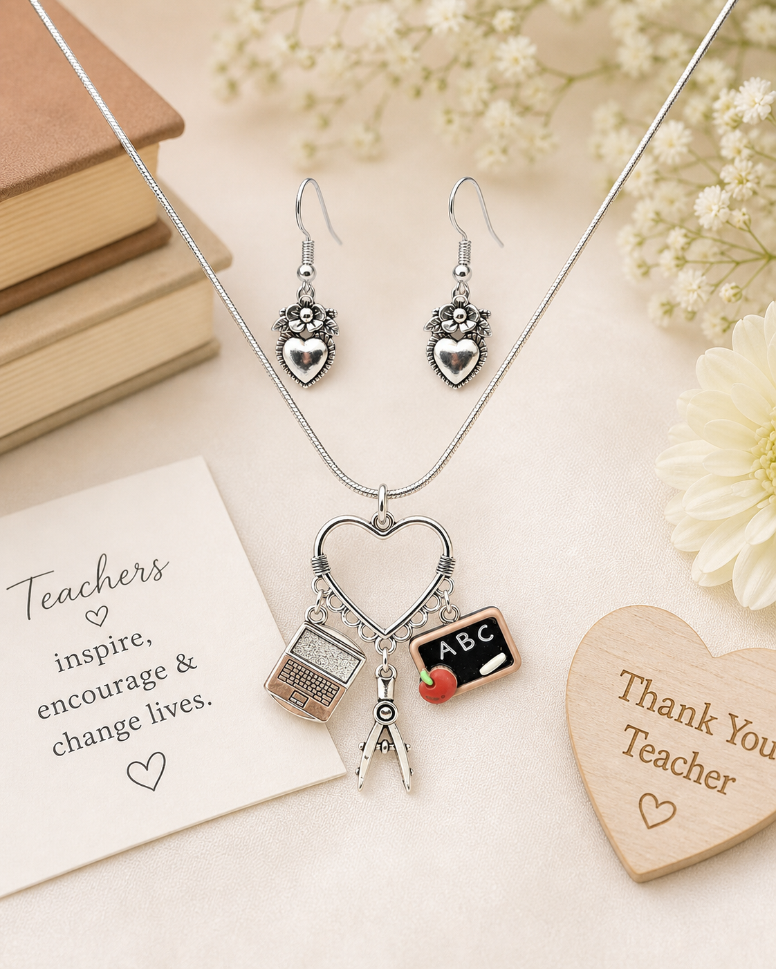 JUST FOR FUN BUNDLE:  Teacher's Treasure Necklace & Earrings Set