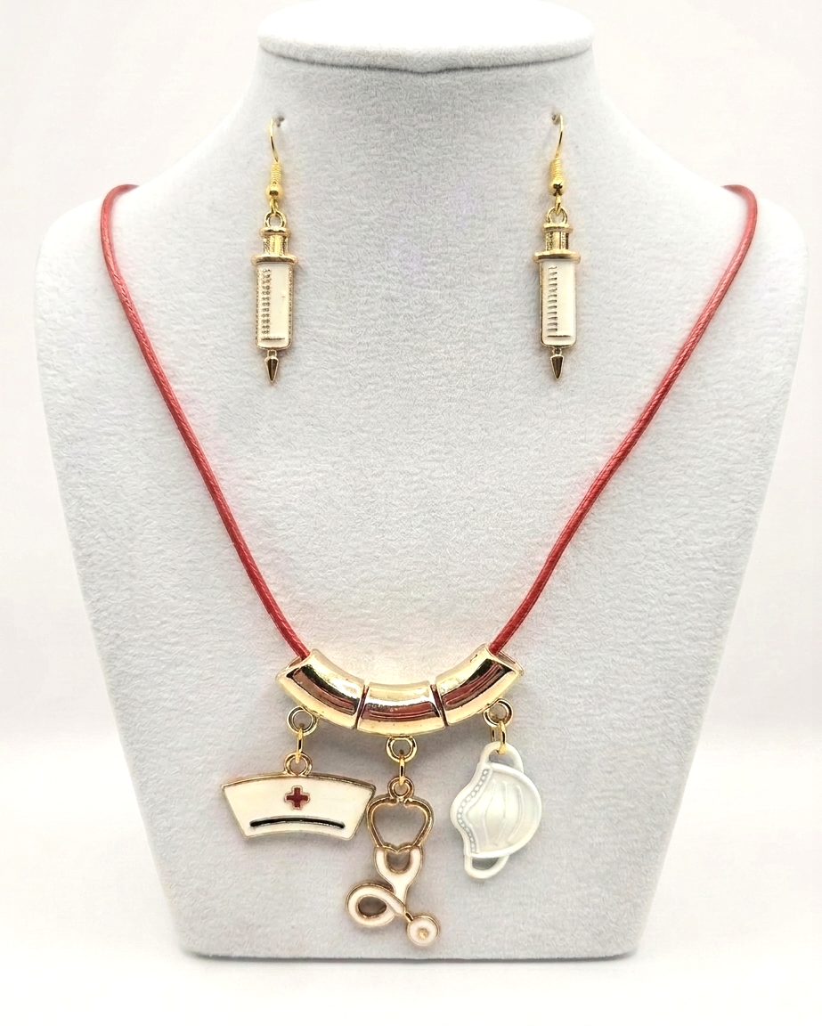 JUST FOR FUN BUNDLE: Nurse Appreciation Necklace & Earrings Set