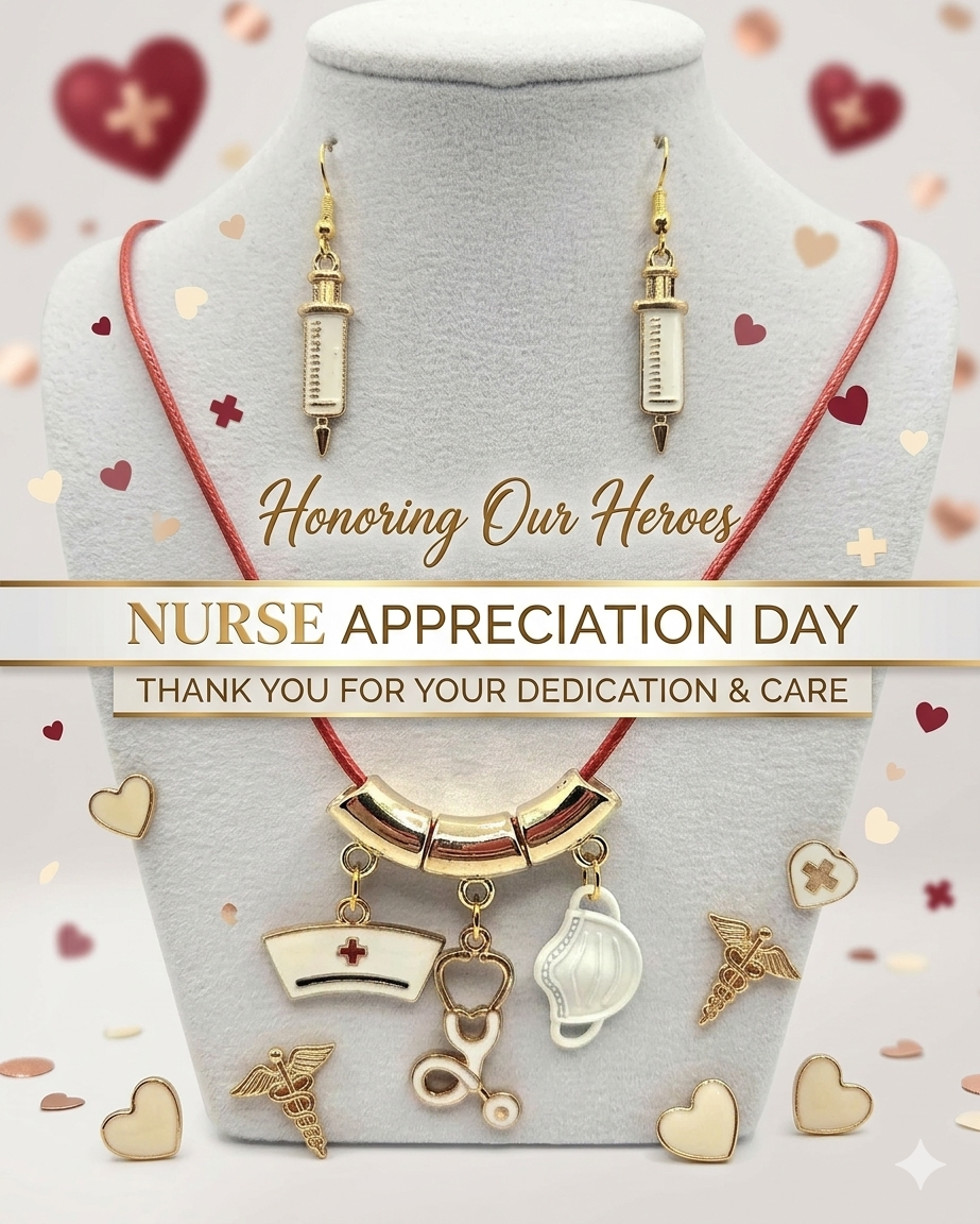 JUST FOR FUN BUNDLE: Nurse Appreciation Necklace & Earrings Set