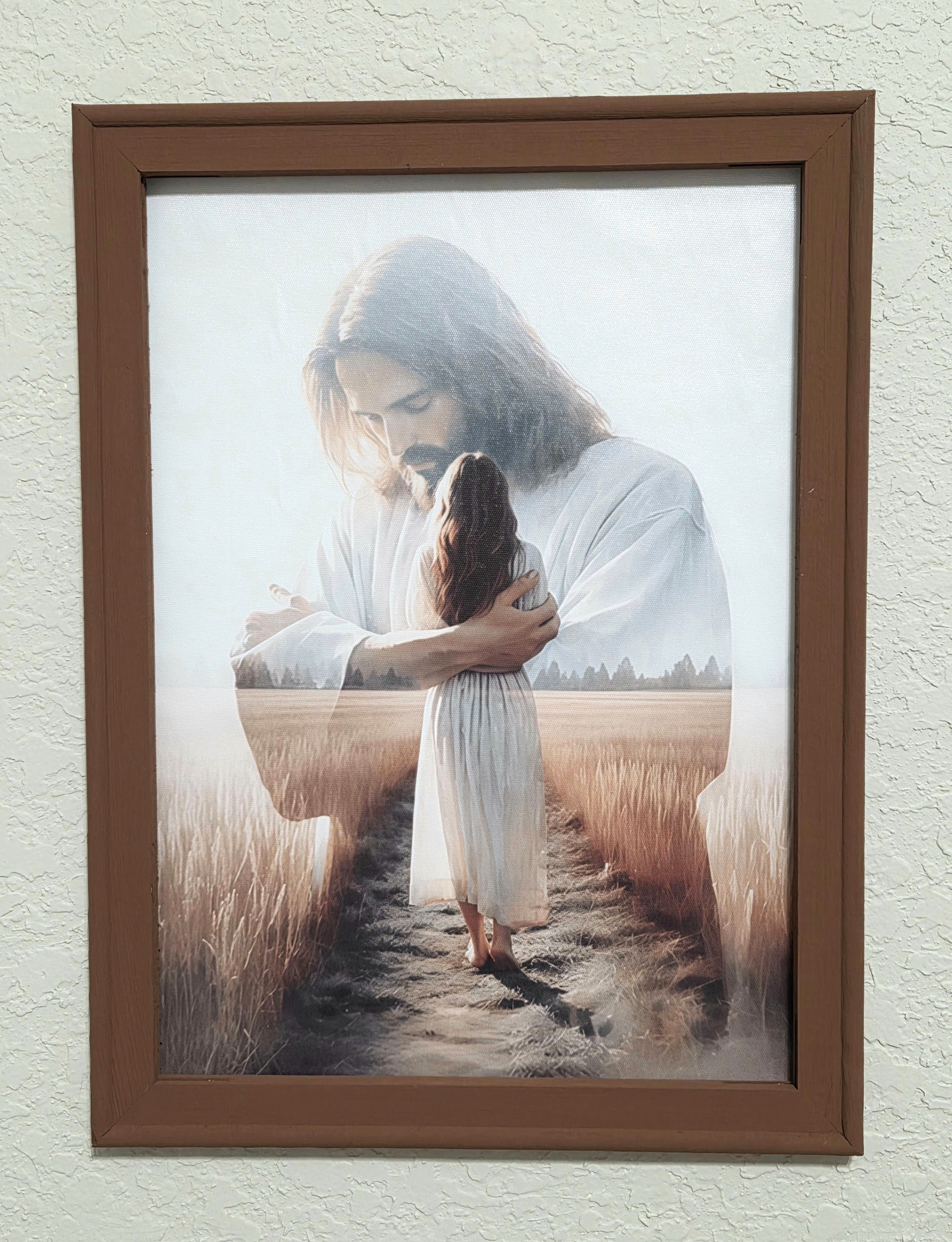 "Wrapped in His Arms" Framed Canvas – Divine Drop Collection