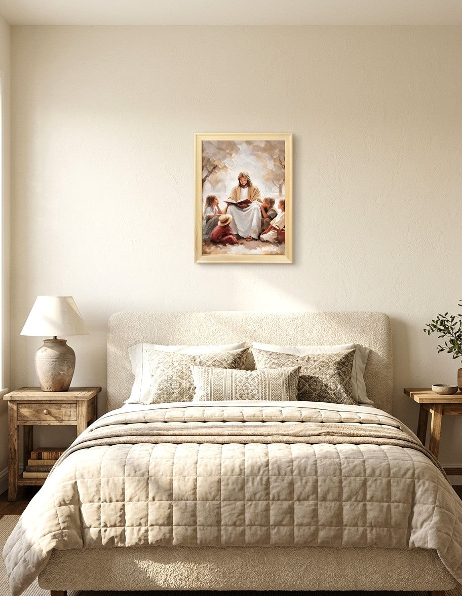 Jesus Welcomes the Children (12"x16" Framed Canvas)