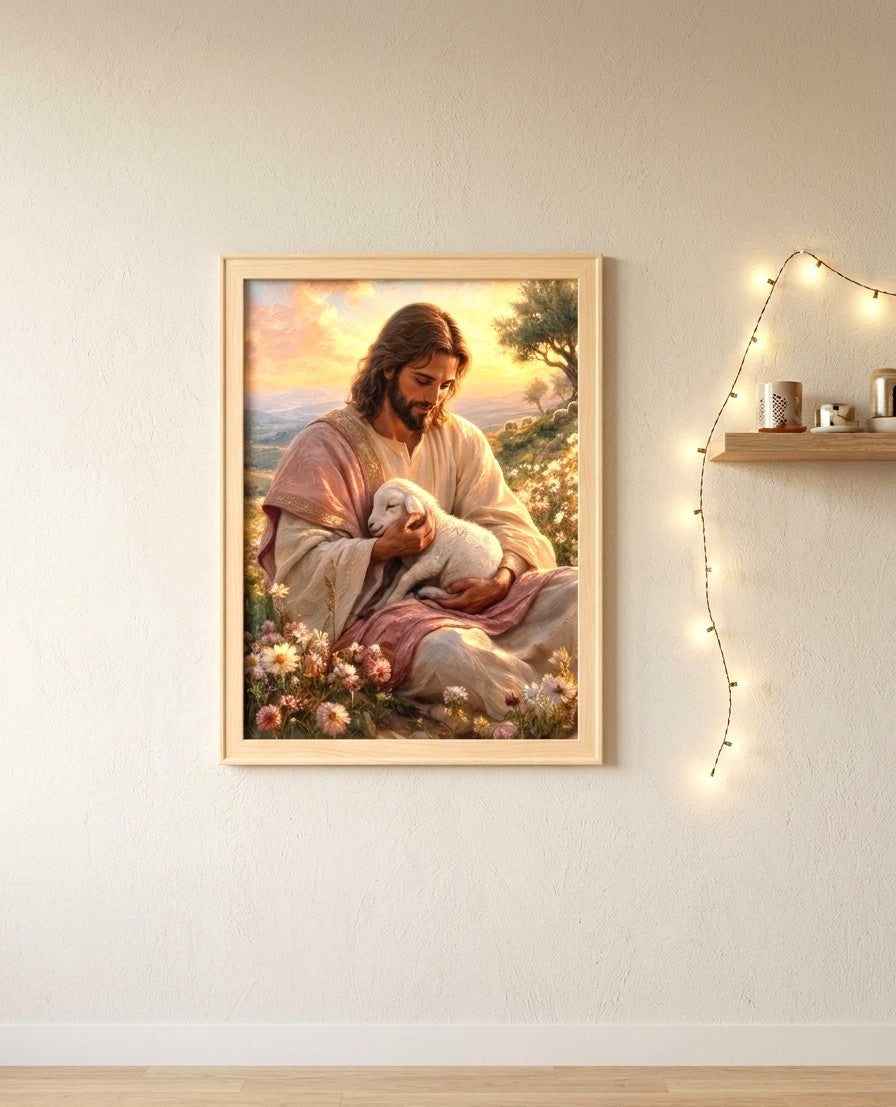 "The Good Shepherd" Hand-Framed Canvas Wall Art – Divine Drop Collection