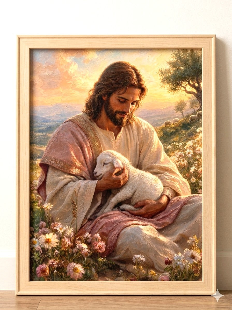 "The Good Shepherd" Hand-Framed Canvas Wall Art – Divine Drop Collection