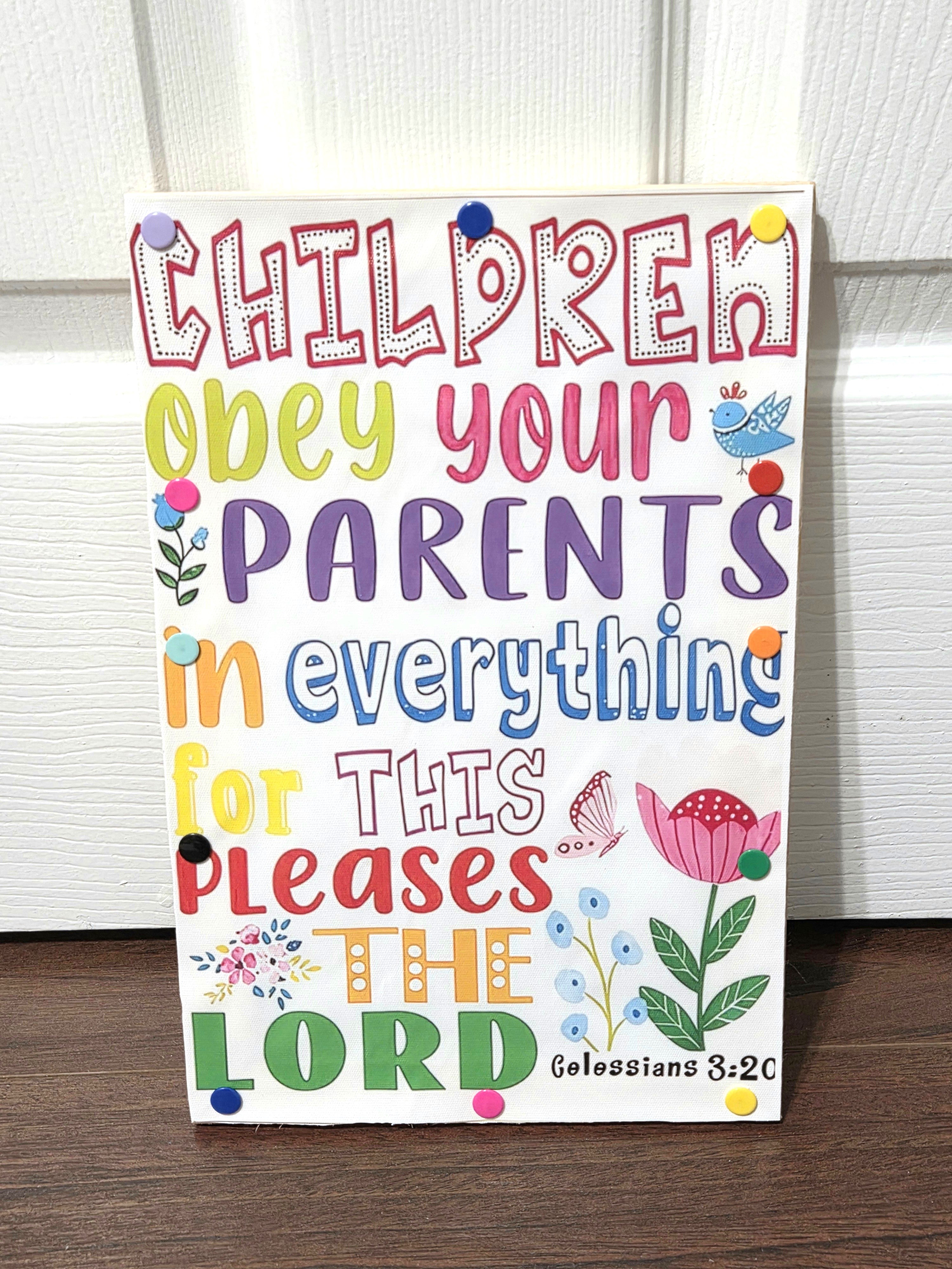 "Children Obey Your Parents" Framed Canvas Wall Decor – Divine Drop Kids Collection