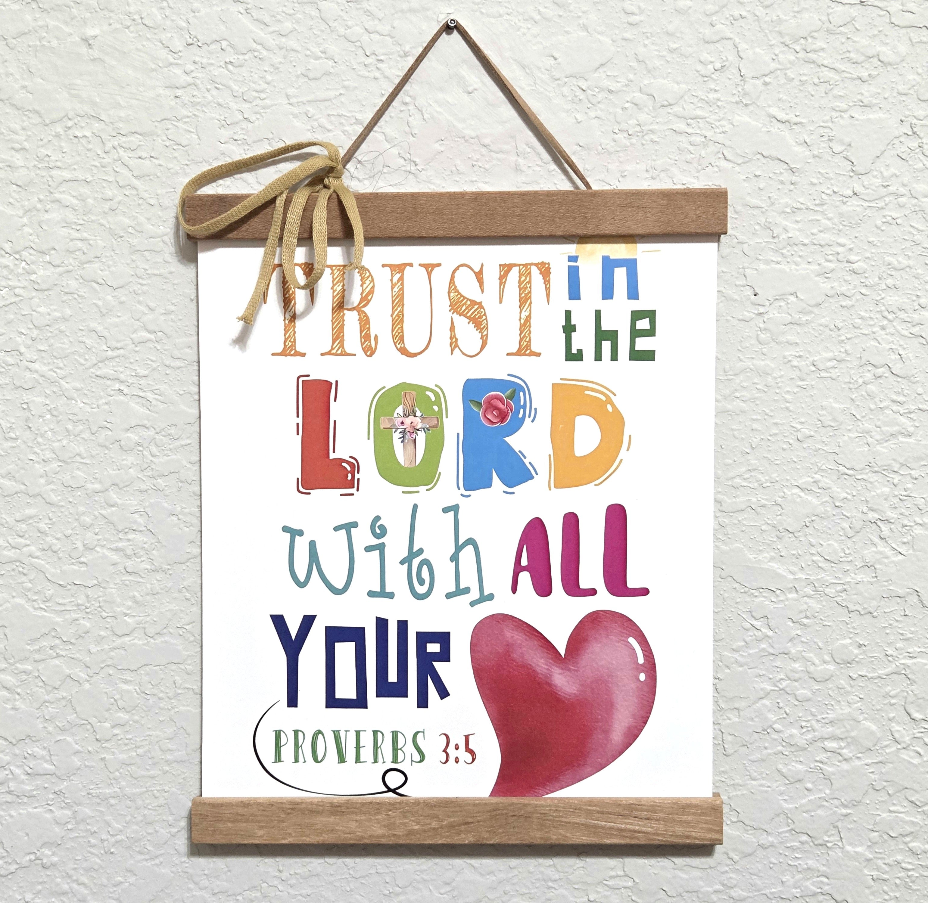 Proverbs 3:5 "Trust in the Lord" Hanging Wood Poster – Divine Drop Collection