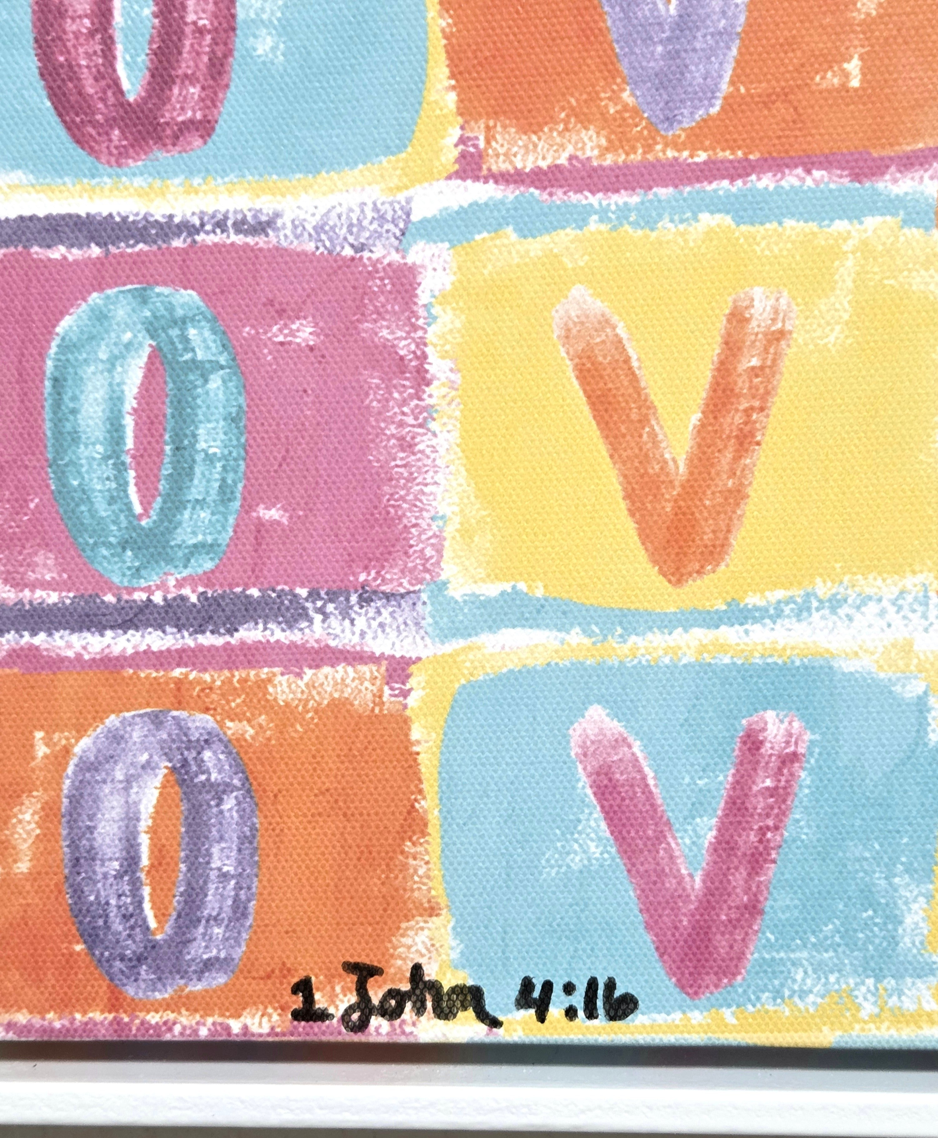 Faith-Based: "God Is Love" Abstract Canvas Art – 1 John 4:16 (12"x10")