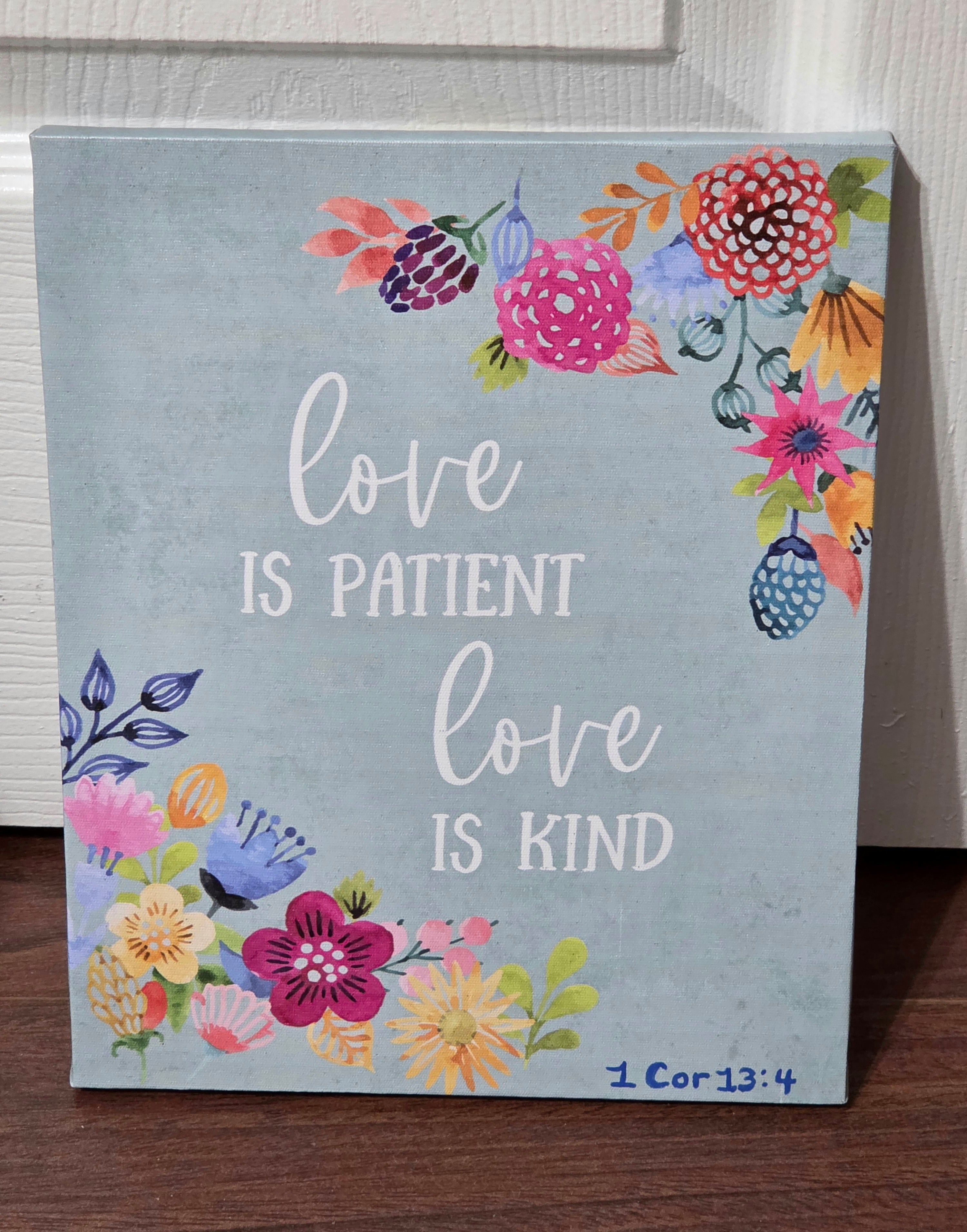 Love Is Patient, Love Is Kind Stretched Canvas Wall Art – Divine Drop Collection