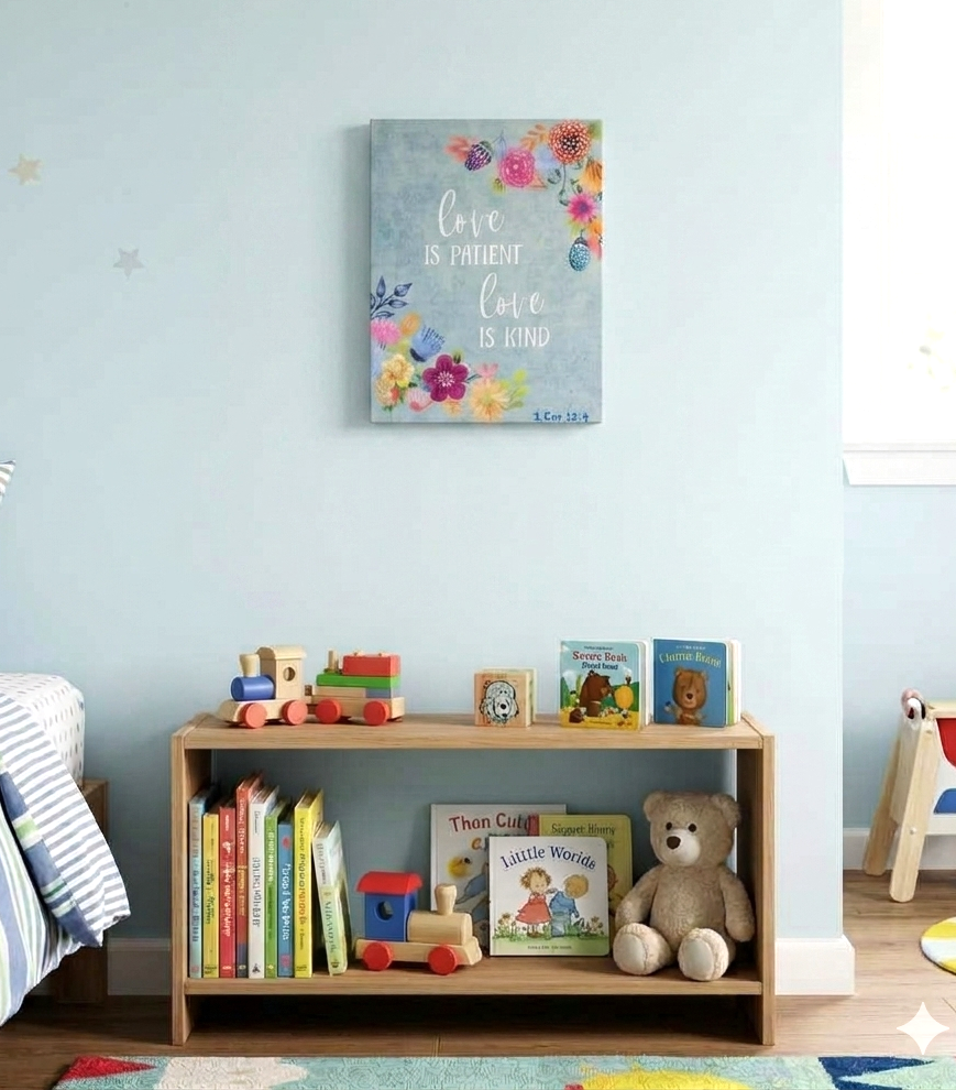 Love Is Patient, Love Is Kind Stretched Canvas Wall Art – Divine Drop Collection