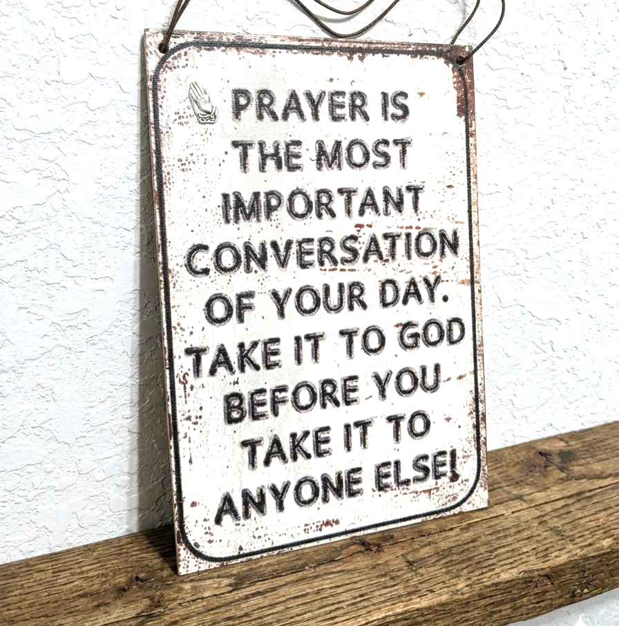 Faith-Based - Prayer: Take It To God Vintage-Style Mini Sign