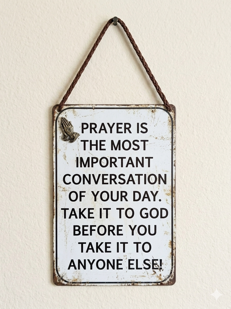 Faith-Based - Prayer: Take It To God Vintage-Style Mini Sign