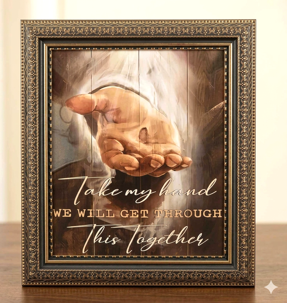 Faith-Based "Take My Hand" – Framed Inspirational Art (8x10)