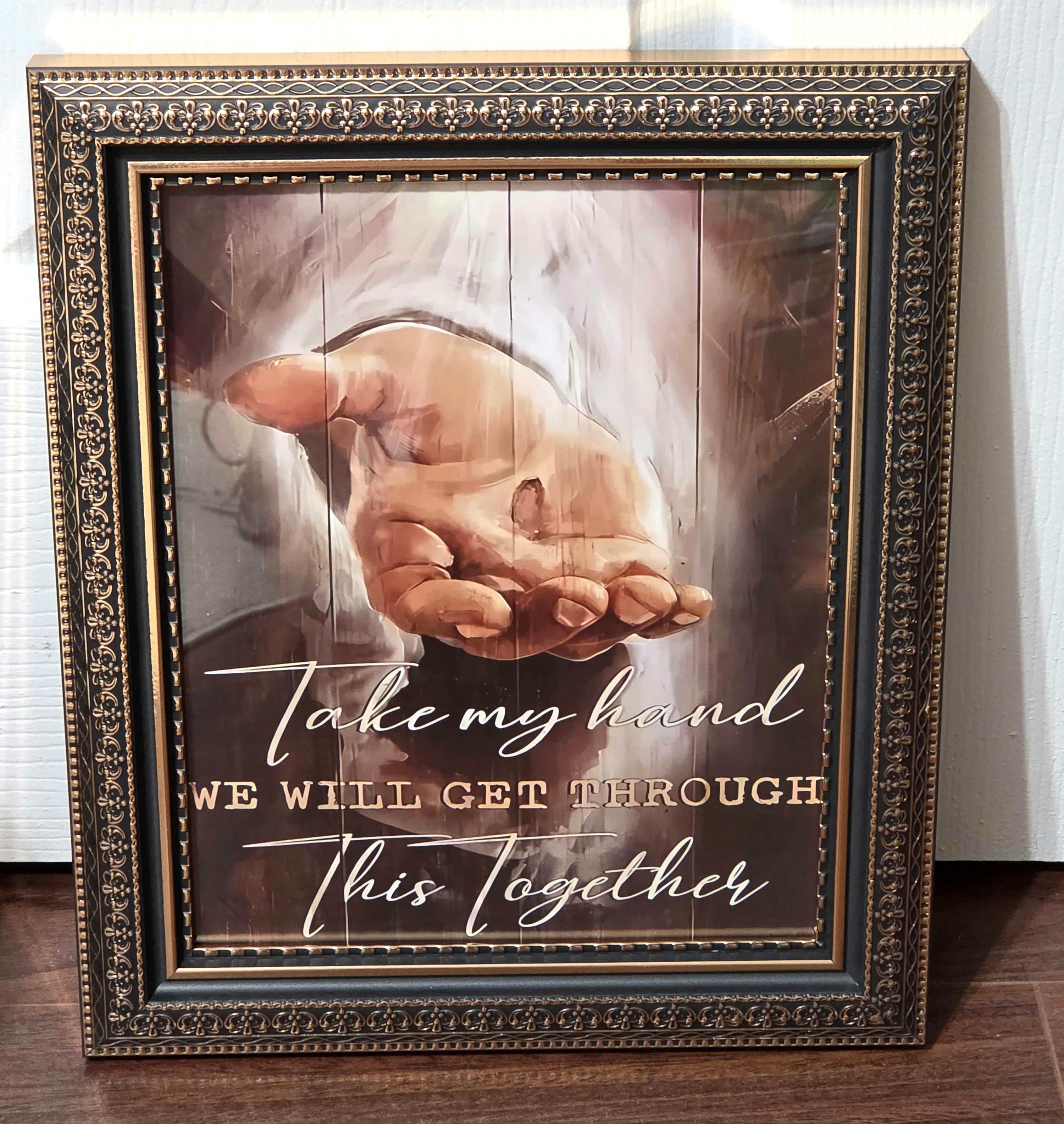Faith-Based "Take My Hand" – Framed Inspirational Art (8x10)