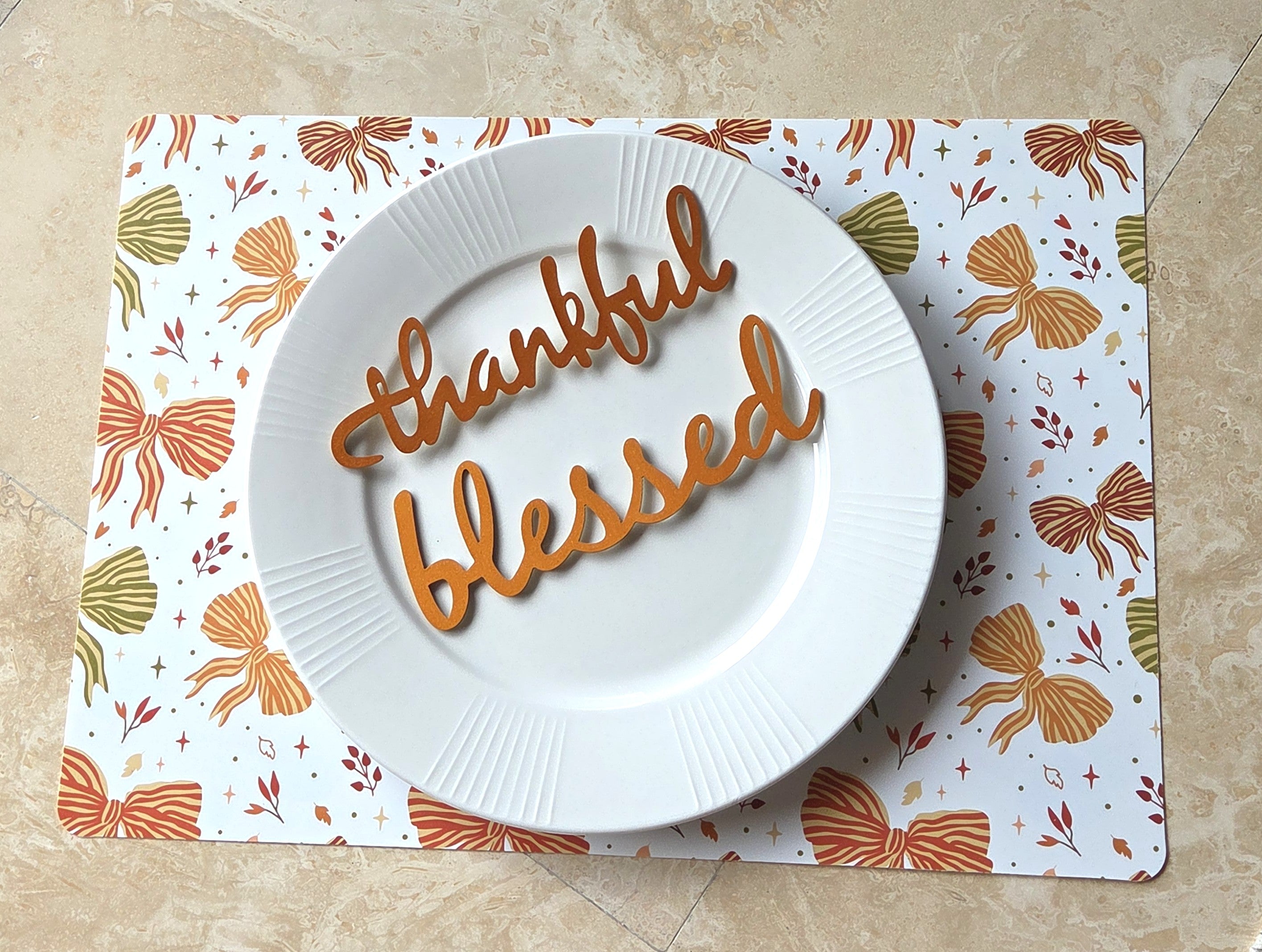 "Thankful" & "Blessed" Metallic Copper Script Wood Signs