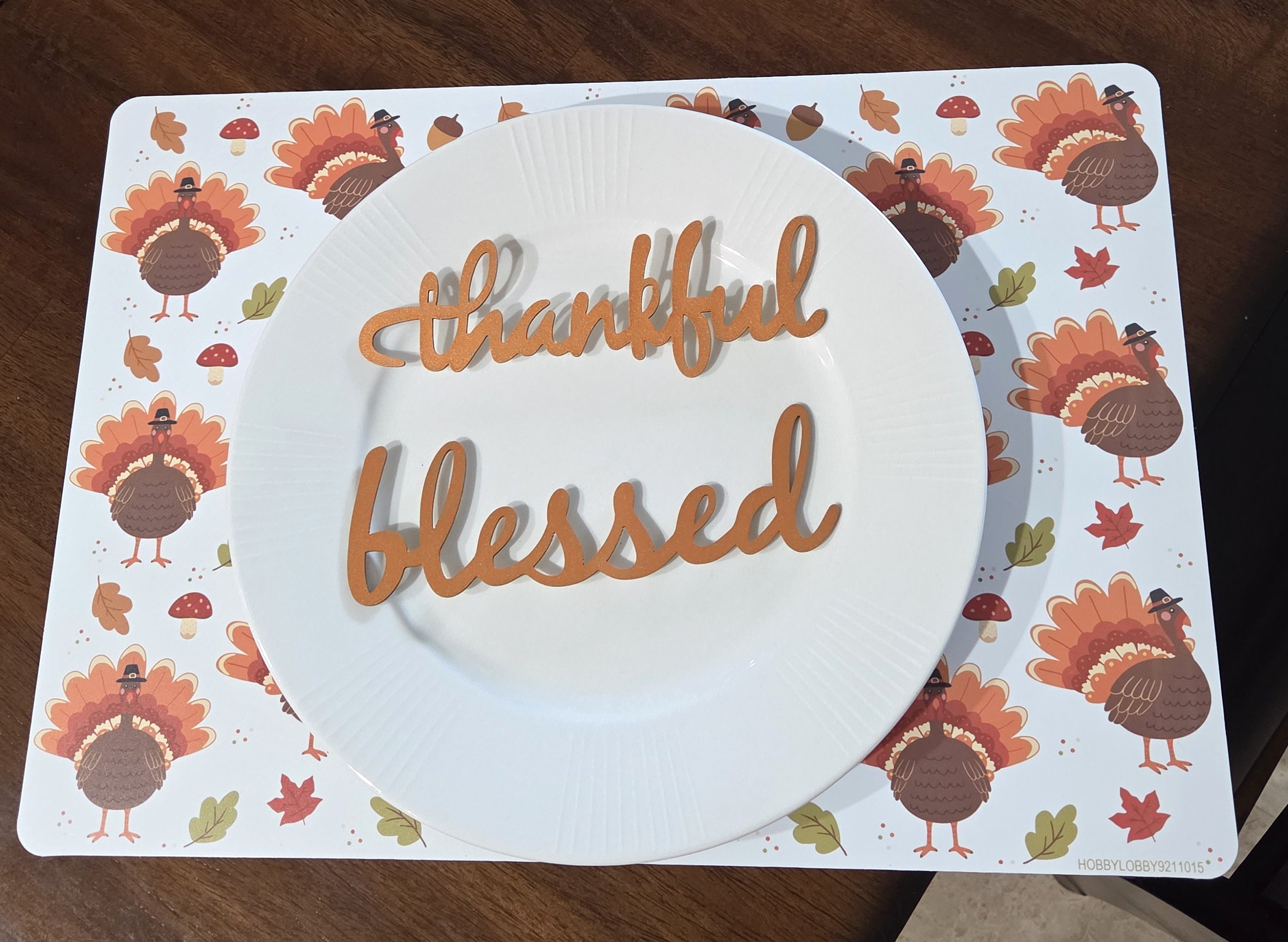 "Thankful" & "Blessed" Metallic Copper Script Wood Signs