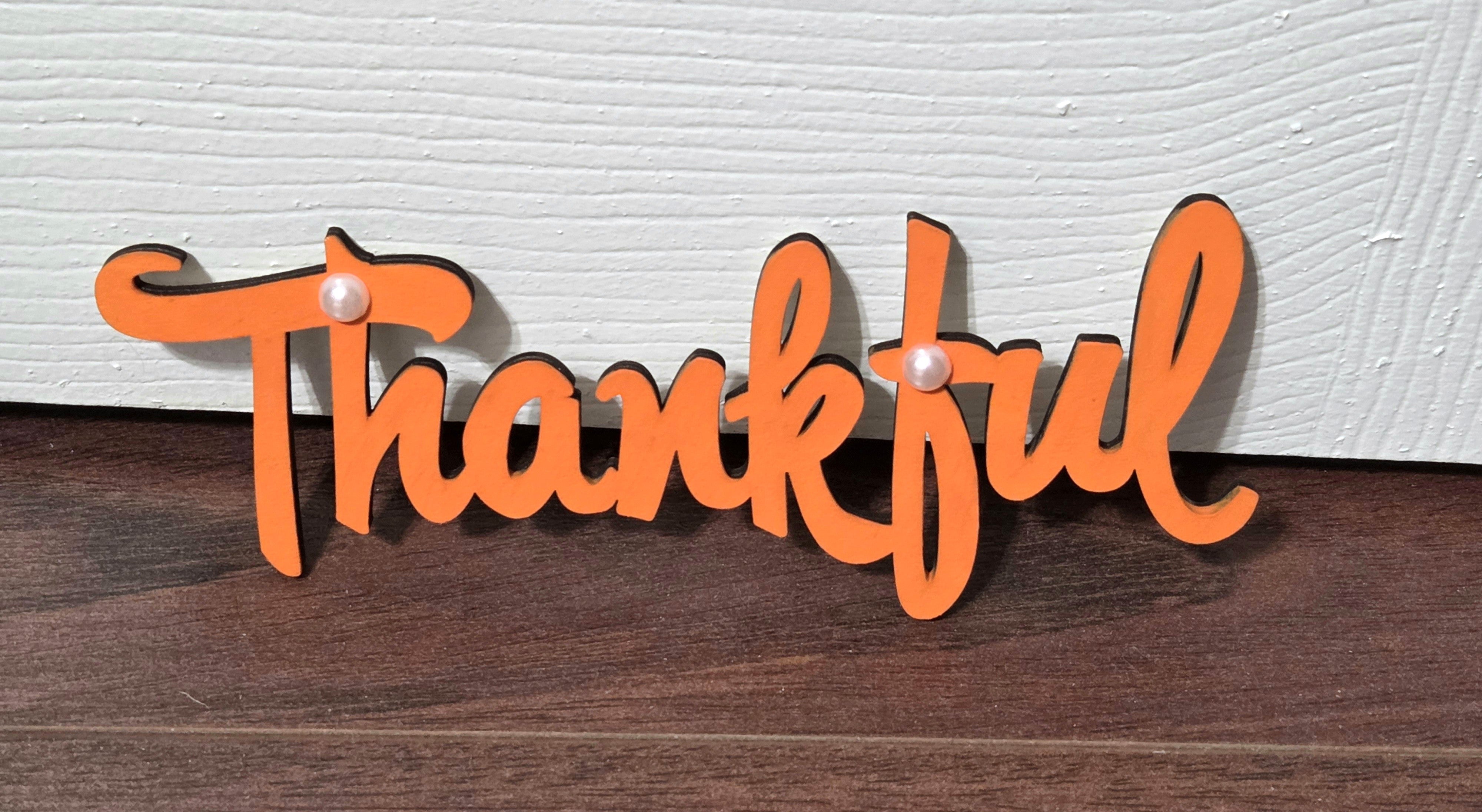 "Thankful" Hand-Painted Script Wood Sign