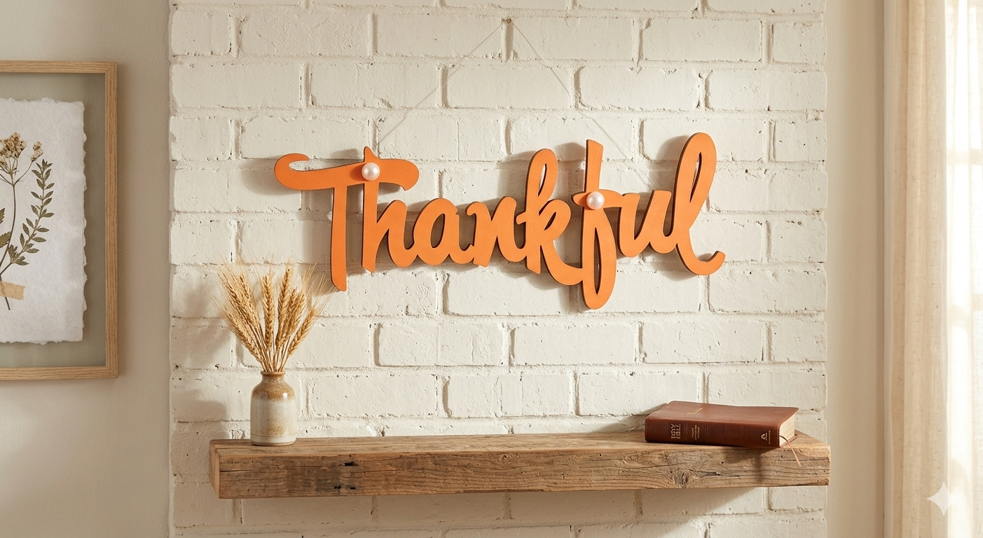 "Thankful" Hand-Painted Script Wood Sign
