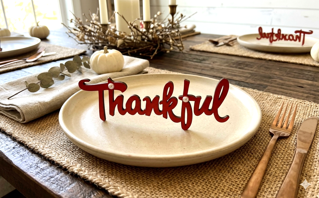 "Thankful" Hand-Painted Script Wood Sign