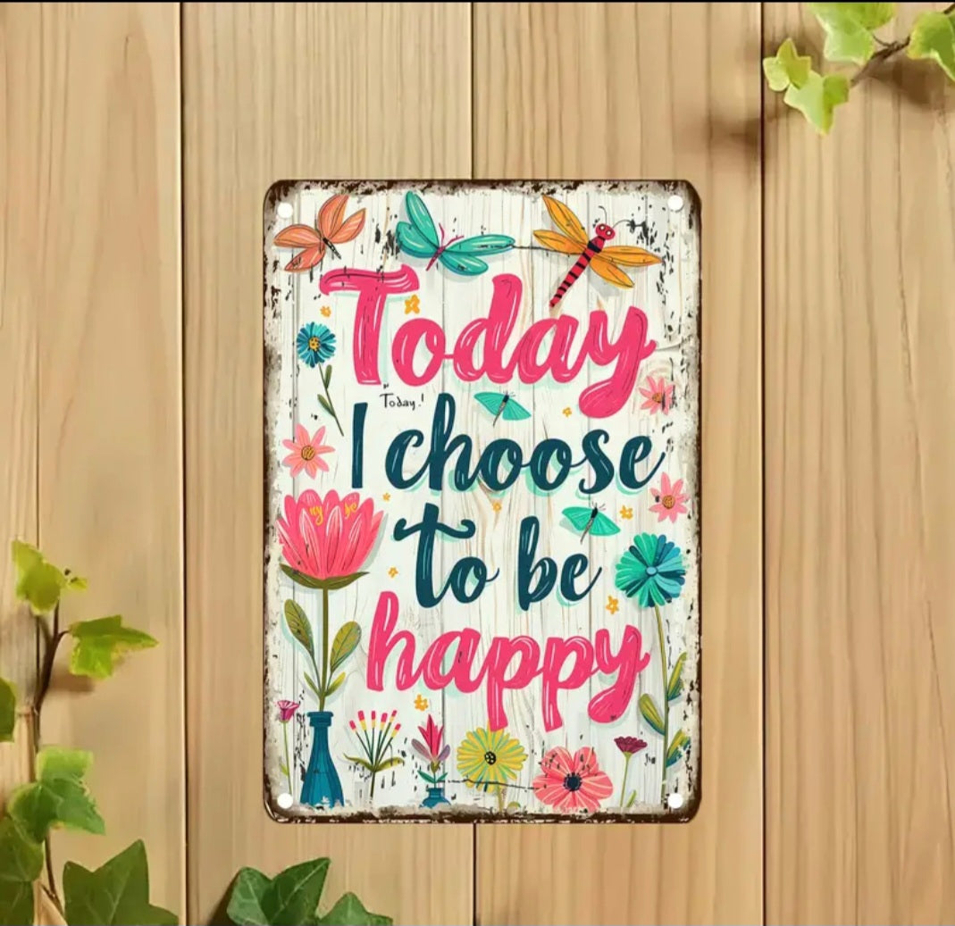 “Today I Choose to Be Happy” Thin Wood Accent Sign - Proverbs 17:22 Mini Wall Decor)