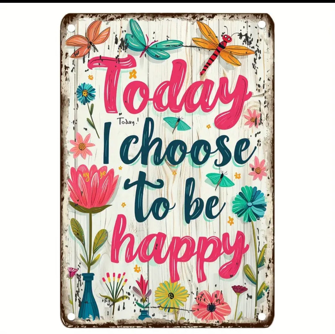 “Today I Choose to Be Happy” Thin Wood Accent Sign - Proverbs 17:22 Mini Wall Decor)