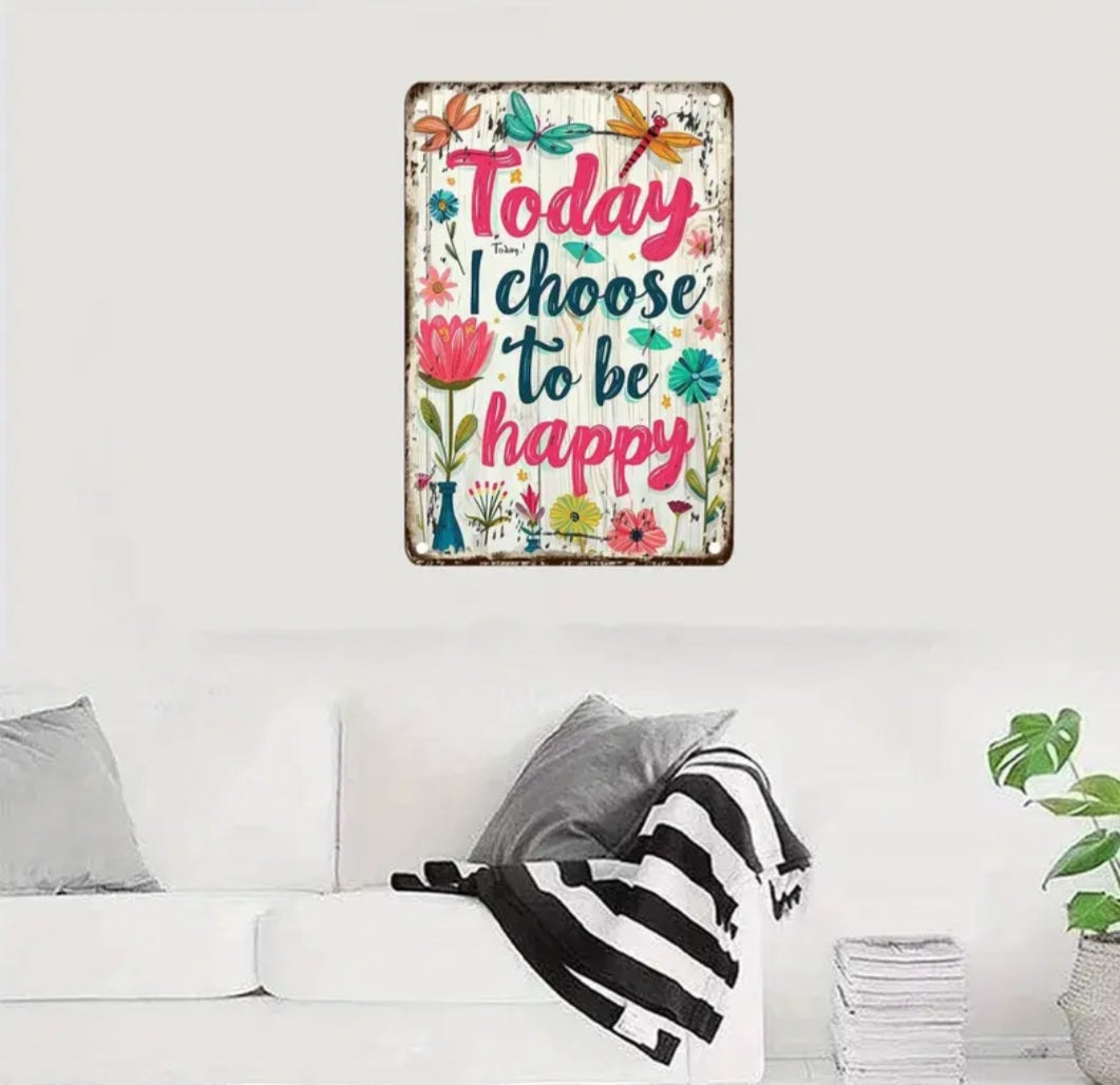 “Today I Choose to Be Happy” Thin Wood Accent Sign - Proverbs 17:22 Mini Wall Decor)
