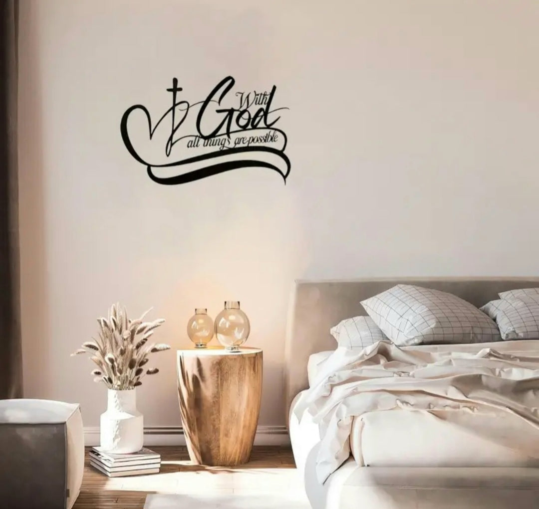 "With God All Things Are Possible" Metal Wall Art