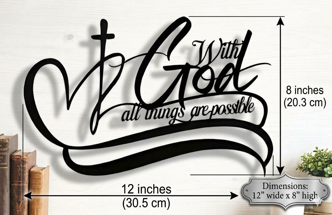 "With God All Things Are Possible" Metal Wall Art